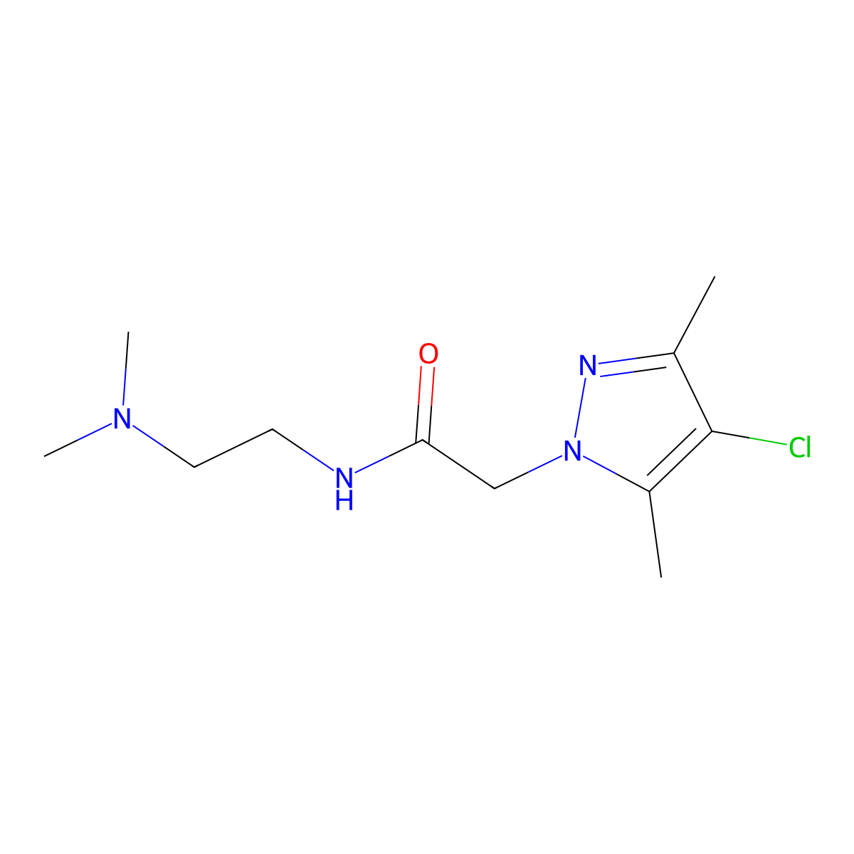2-(4-chloro-3,5-dimethyl-1H-pyrazol-1-yl)-N-(2-(dimethylamino)ethyl)acetamide molecular structure, CAS 1245570-18-6