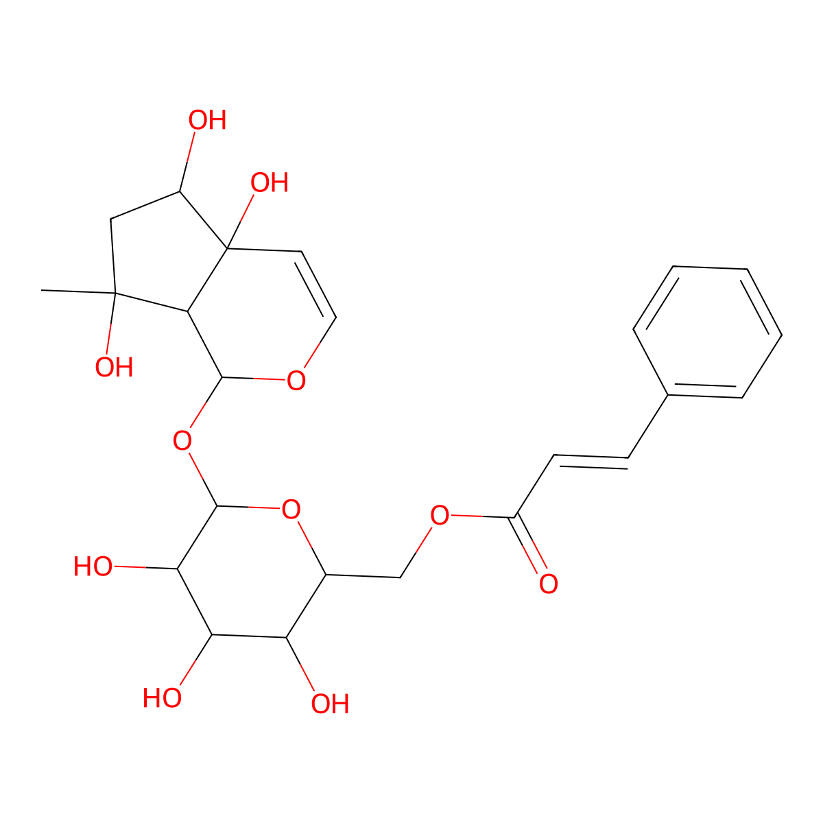 [(2R,3S,4S,5R,6S)-6-[[(1S,4As,5S,7S,7aR)-4a,5,7-trihydroxy-7-methyl-1,5,6,7a-tetrahydrocyclopenta[c]pyran-1-yl]oxy]-3,4,5-trihydroxyoxan-2-yl]methyl (E)-3-phenylprop-2-enoate molecular structure, CAS 1245572-24-0