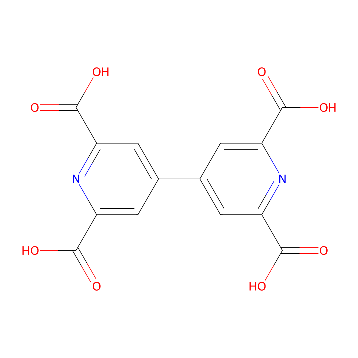 [4,4'-Bipyridine]-2,2',6,6'-tetracarboxylic acid molecular structure, CAS 124558-60-7