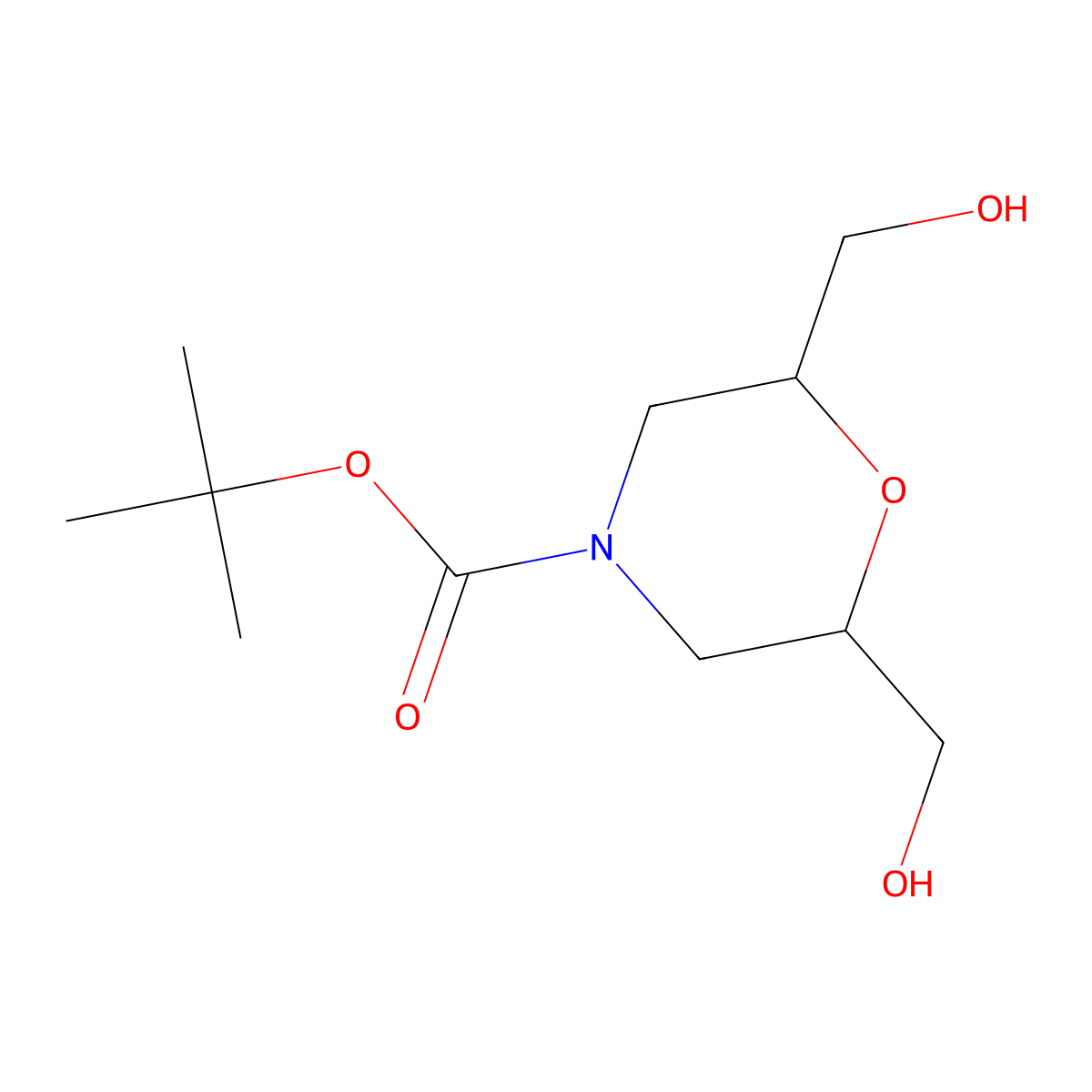 1,1-Dimethylethyl (2R,6S)-2,6-bis(hydroxymethyl)-4-morpholinecarboxylate molecular structure, CAS 1245609-14-6