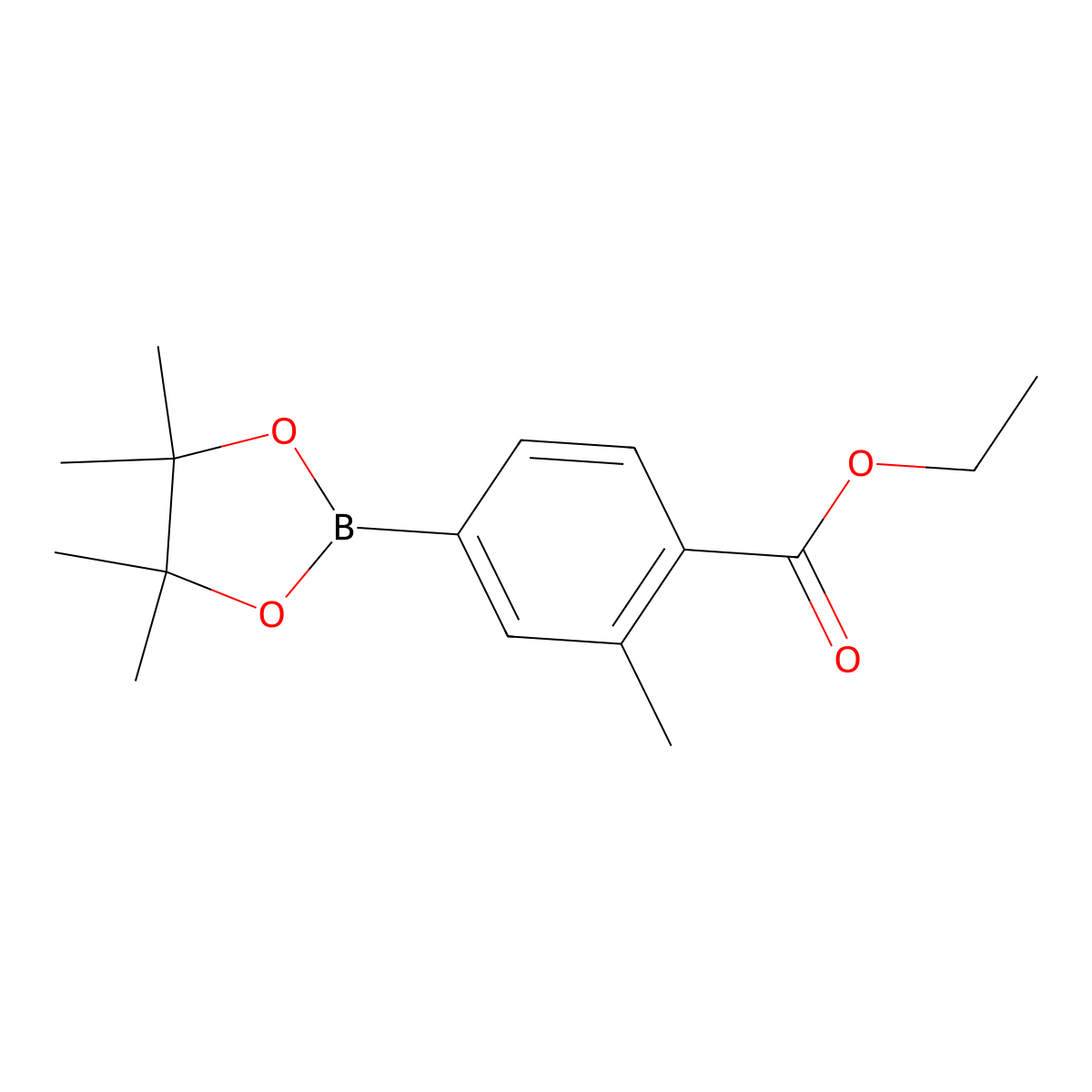 Ethyl 2-methyl-4-(4,4,5,5-tetramethyl-1,3,2-dioxaborolan-2-yl)benzoate molecular structure, CAS 1245617-64-4