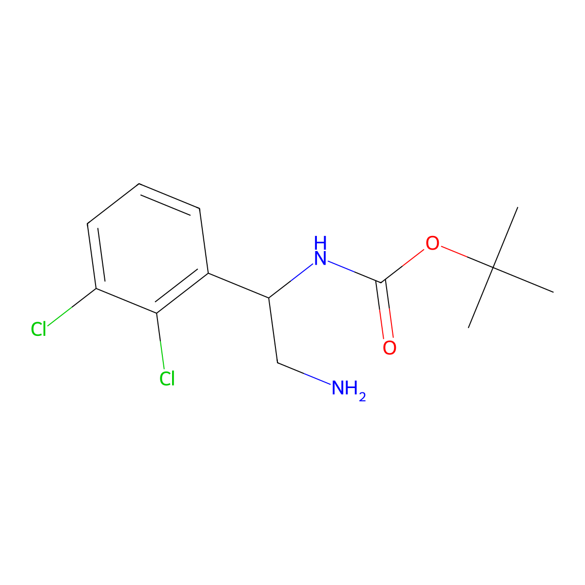 tert-butyl N-[2-amino-1-(2,3-dichlorophenyl)ethyl]carbamate molecular structure, CAS 1245622-39-2
