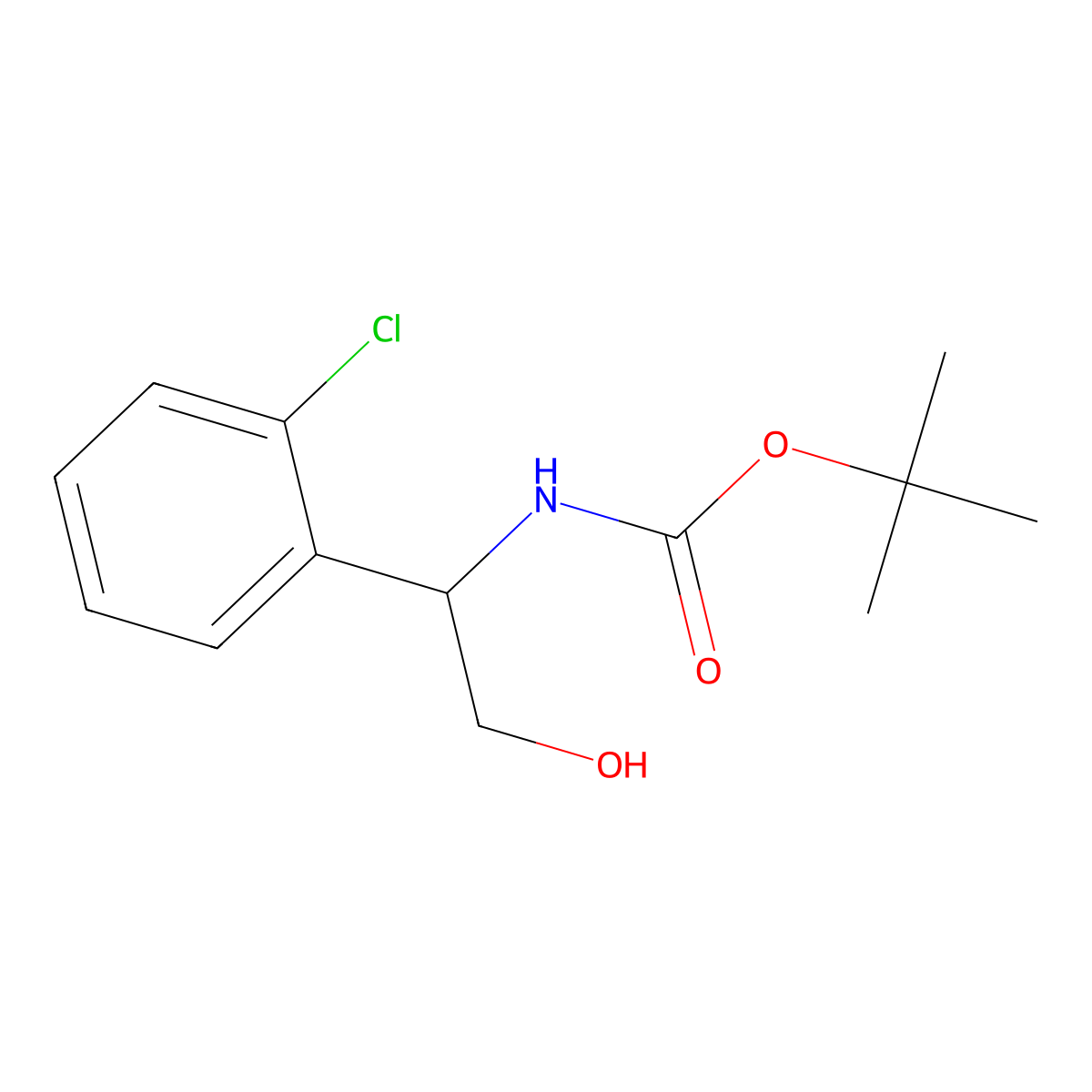 tert-butyl N-(1-(2-chlorophenyl)-2-hydroxyethyl)carbamate molecular structure, CAS 1245622-65-4