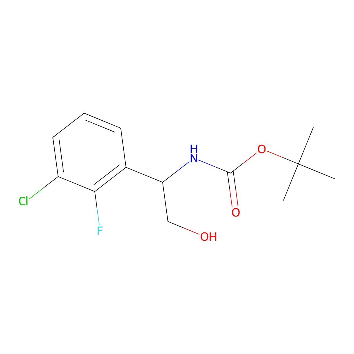 tert-butyl N-[1-(3-chloro-2-fluorophenyl)-2-hydroxyethyl]carbamate molecular structure, CAS 1245623-51-1