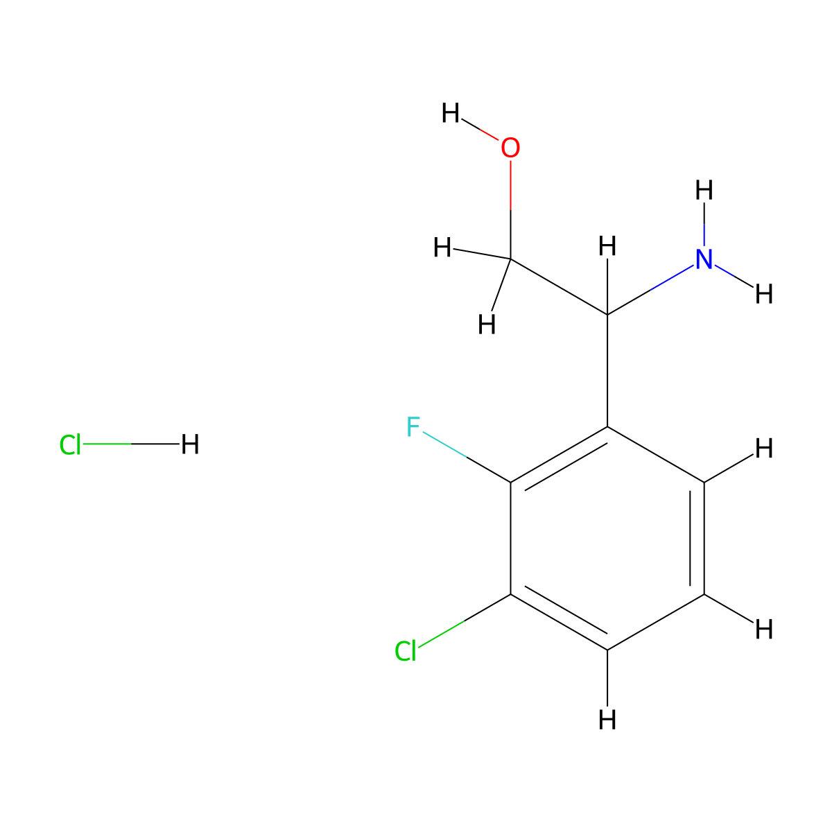 2-Amino-2-(3-chloro-2-fluorophenyl)ethan-1-ol hydrochloride molecular structure, CAS 1245623-52-2