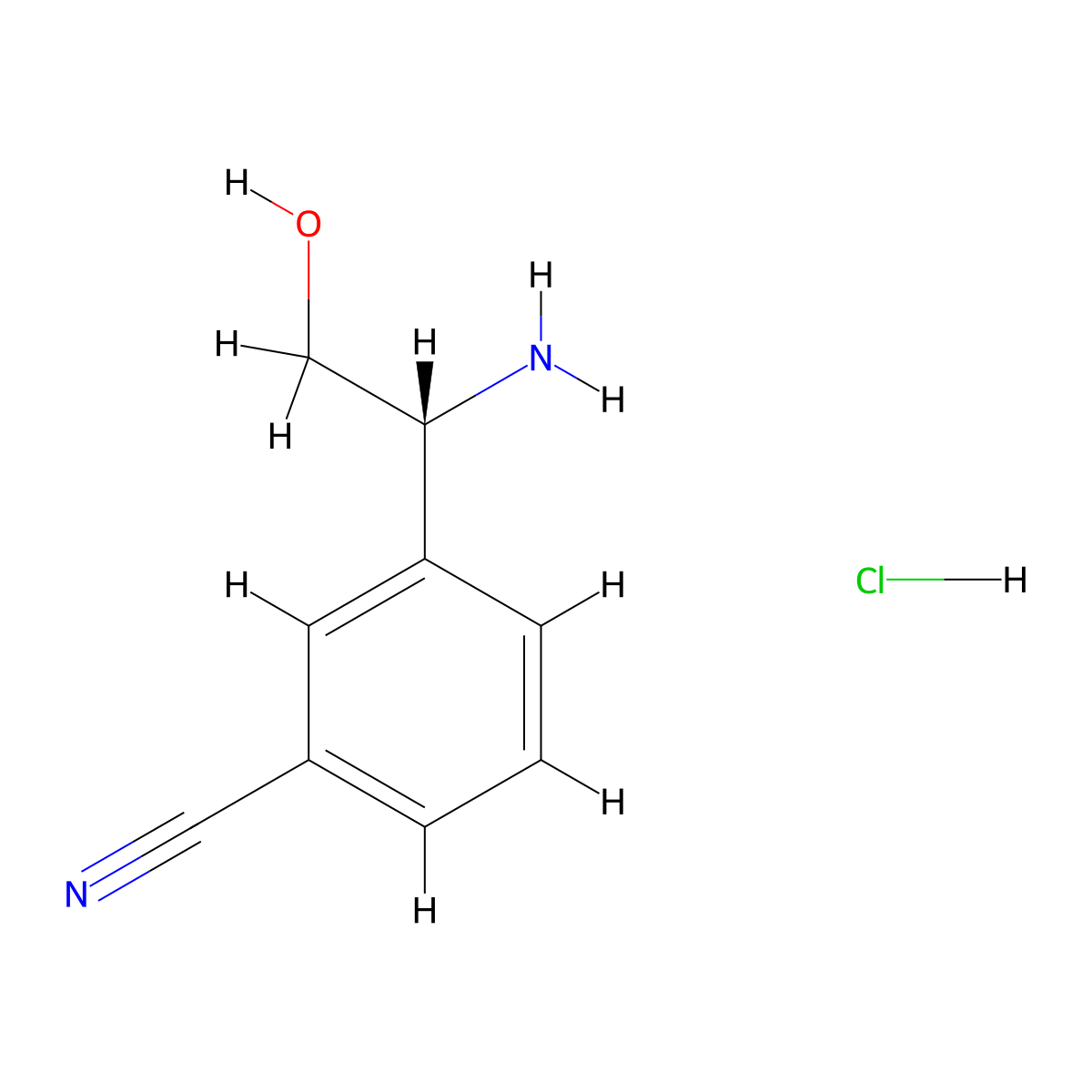 (R)-3-(1-Amino-2-hydroxyethyl)benzonitrile hydrochloride molecular structure, CAS 1245623-77-1