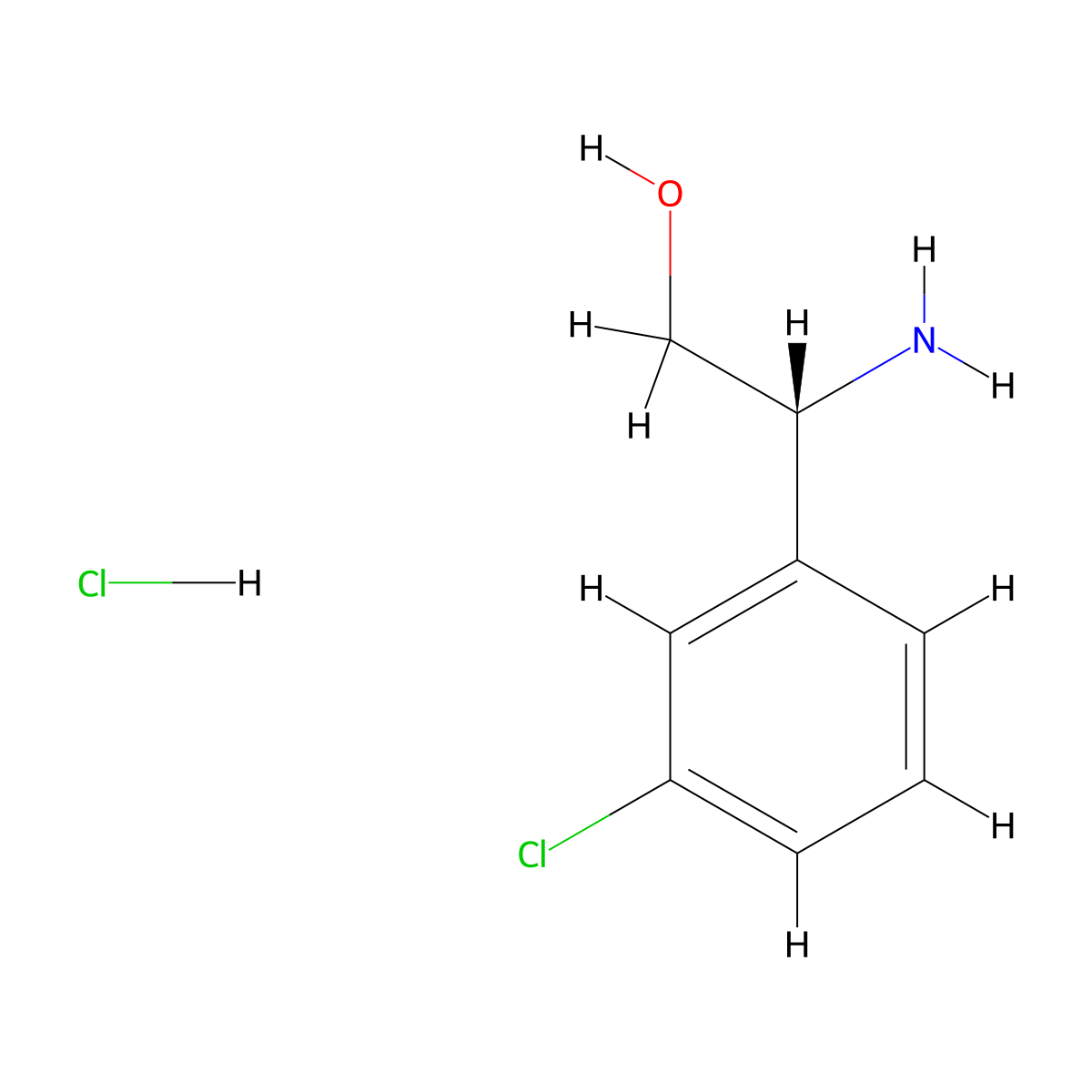 (2R)-2-amino-2-(3-chlorophenyl)ethan-1-ol hydrochloride molecular structure, CAS 1245623-78-2