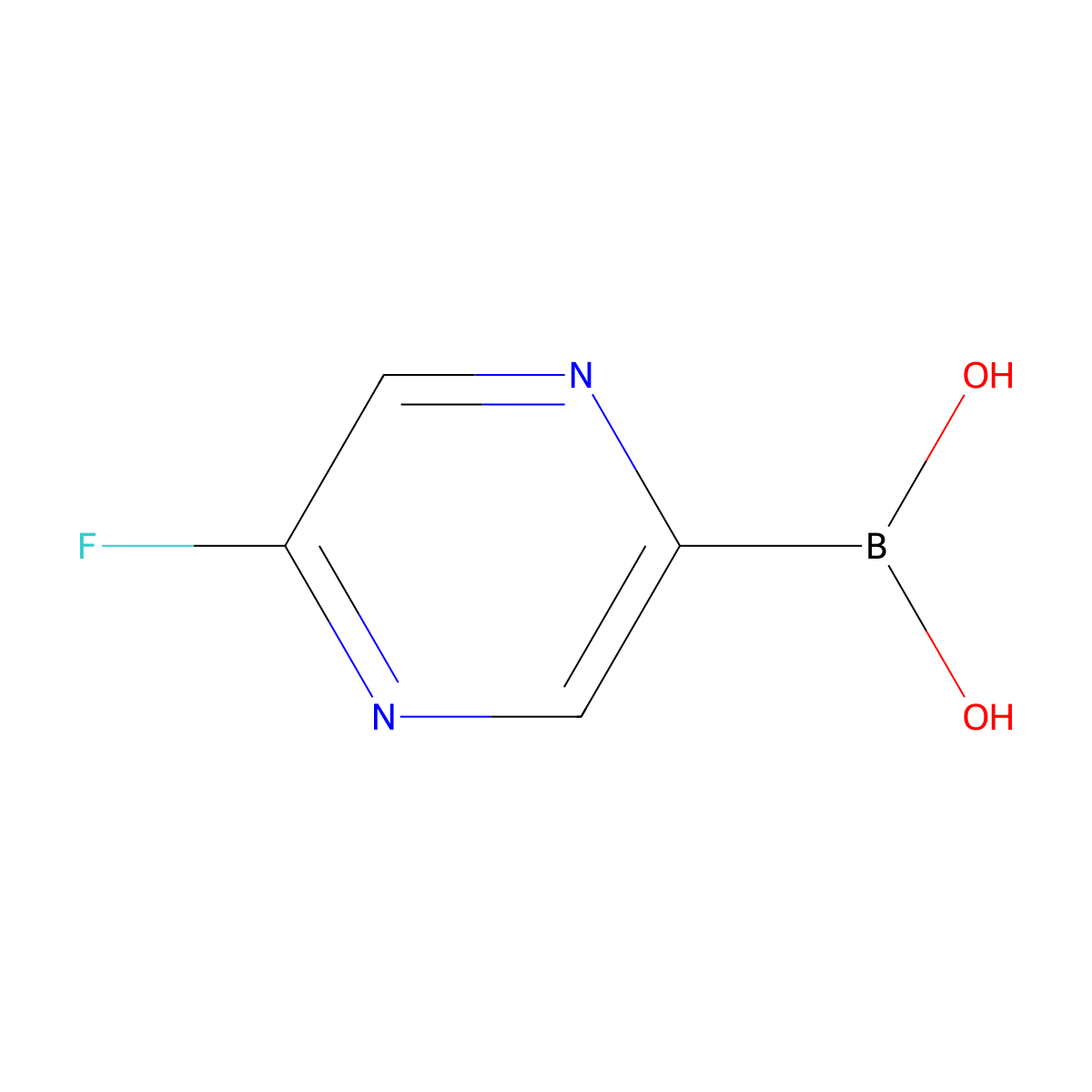 (5-Fluoropyrazin-2-YL)boronic acid molecular structure, CAS 1245628-55-0
