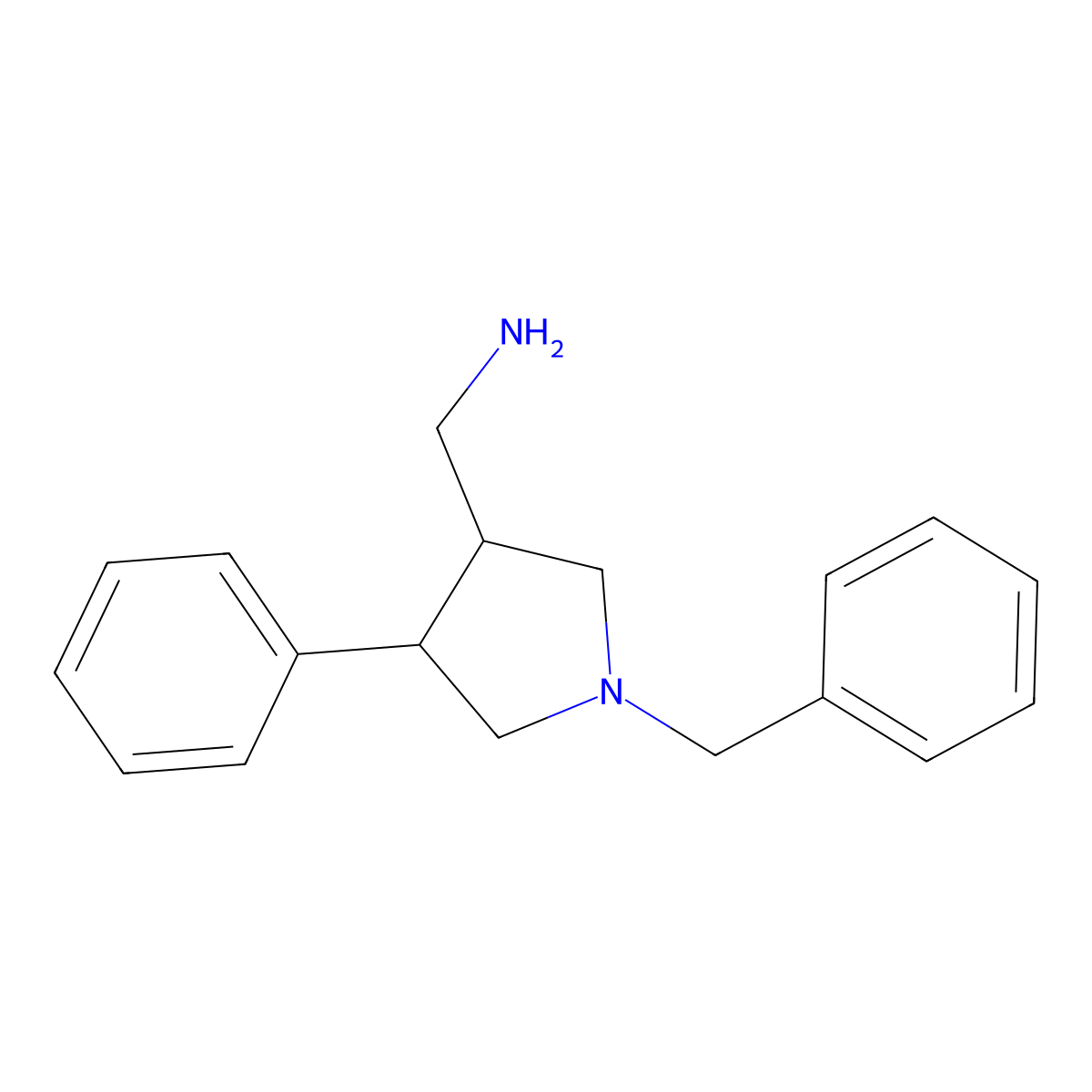 (1-Benzyl-4-phenylpyrrolidin-3-yl)methanamine molecular structure, CAS 124563-10-6