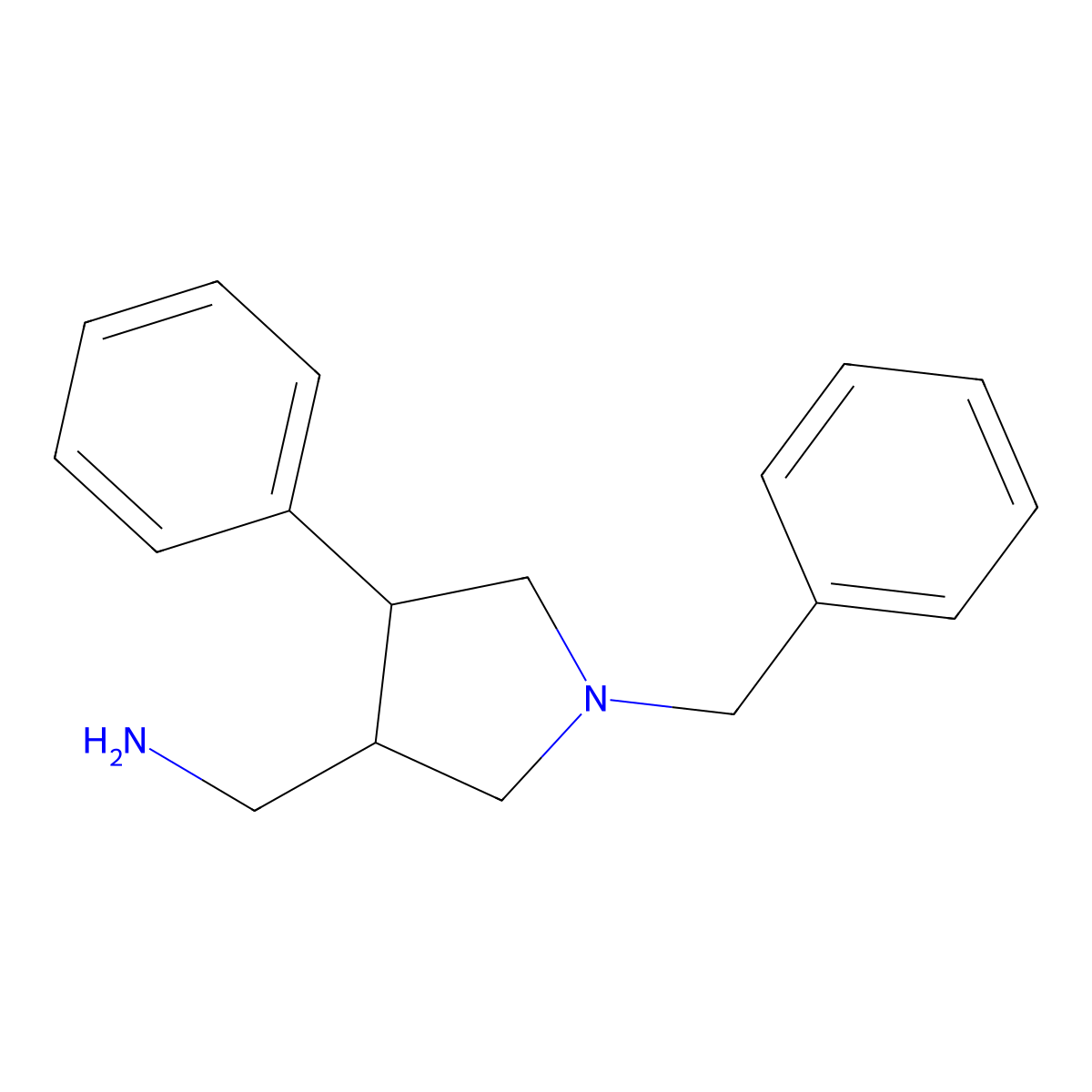 (1-Benzyl-4-phenylpyrrolidin-3-yl)methanamine molecular structure, CAS 124563-10-6