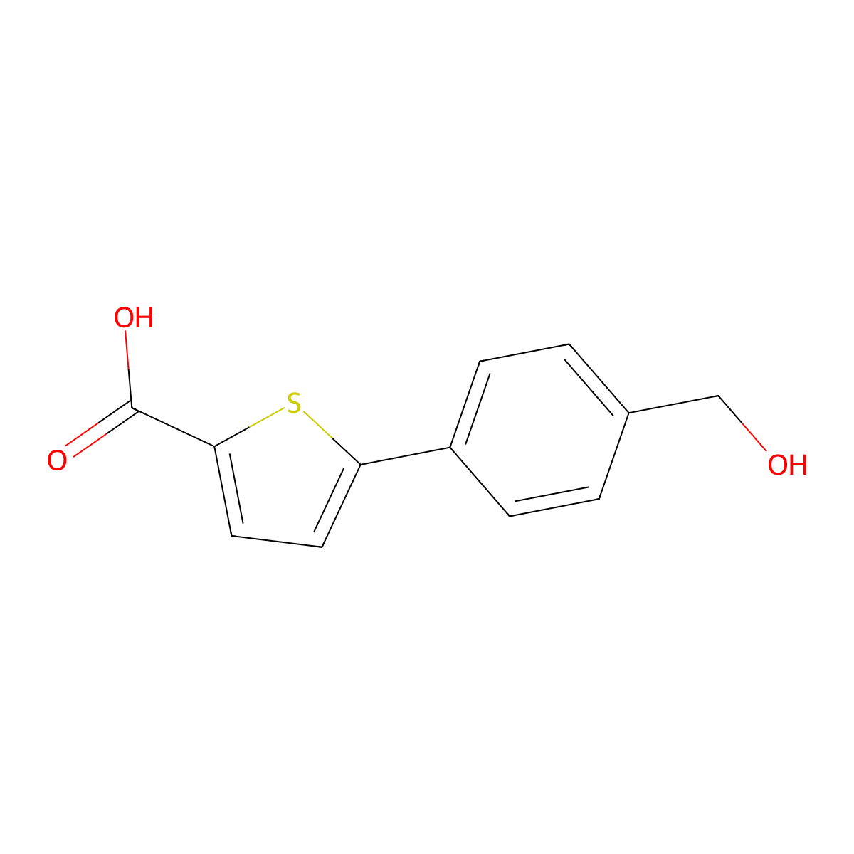 5-(4-(Hydroxymethyl)phenyl)thiophene-2-carboxylic acid molecular structure, CAS 1245631-37-1