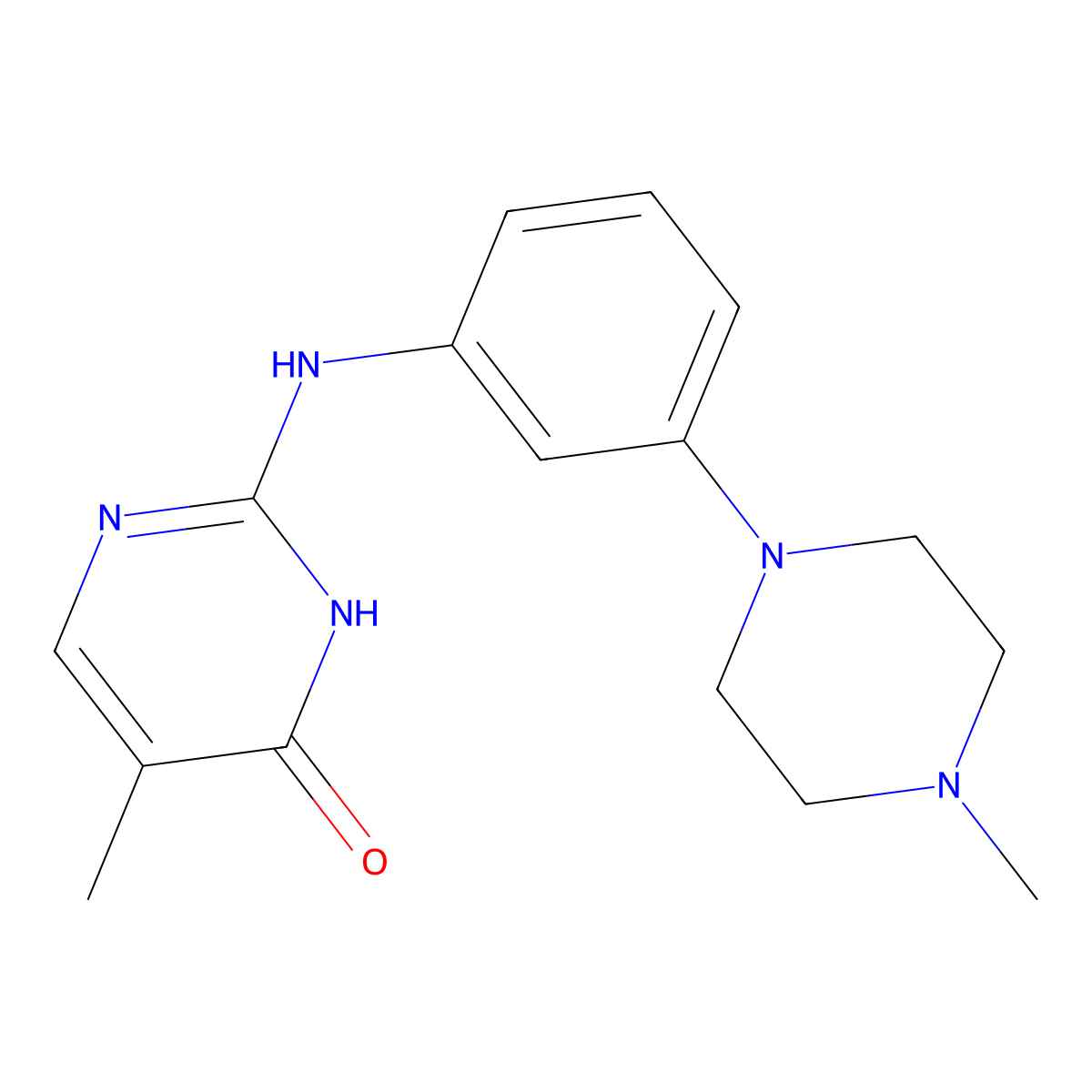 5-Methyl-2-((3-(4-methylpiperazin-1-yl)phenyl)amino)pyrimidin-4(3H)-one molecular structure, CAS 1245642-85-6
