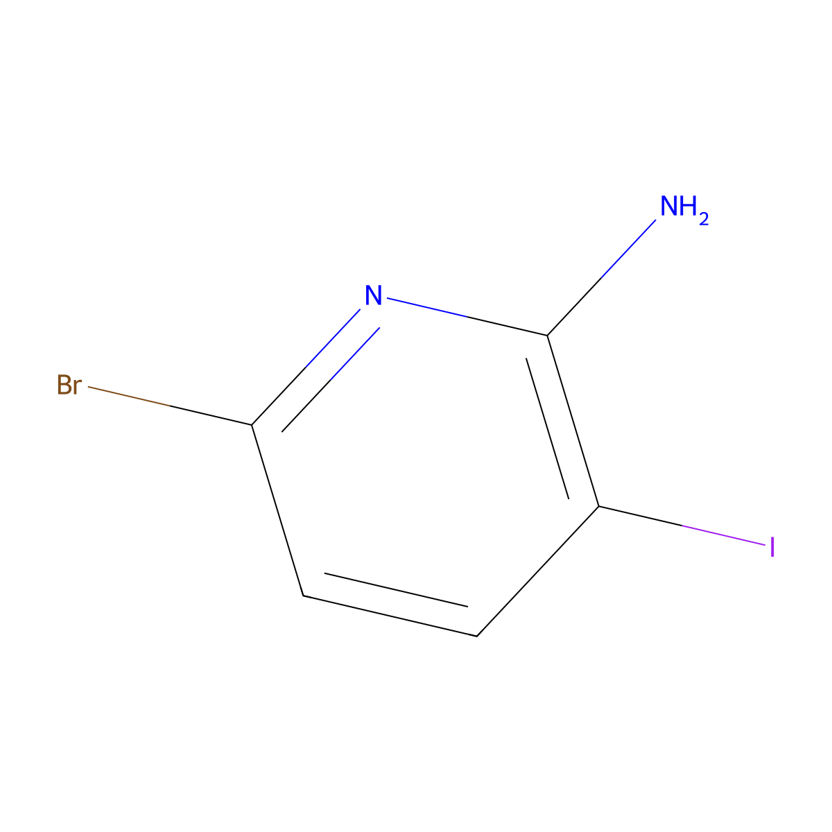 6-Bromo-3-iodopyridin-2-amine molecular structure, CAS 1245643-34-8
