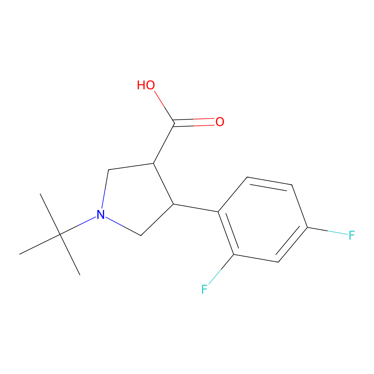 1-tert-Butyl-4-(2,4-difluorophenyl)pyrrolidine-3-carboxylic acid molecular structure, CAS 1245643-44-0