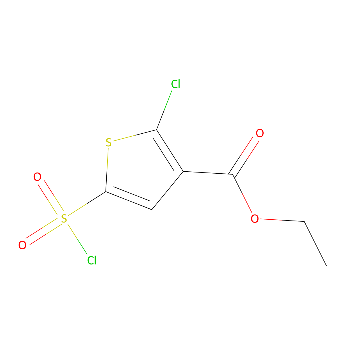 Ethyl 2-chloro-5-(chlorosulfonyl)thiophene-3-carboxylate molecular structure, CAS 1245643-45-1