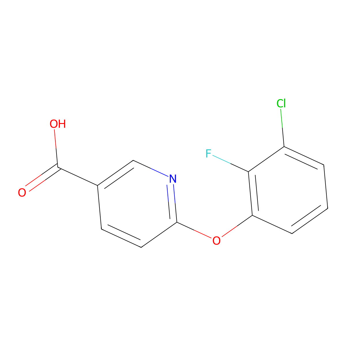 6-(3-Chloro-2-fluorophenoxy)nicotinic acid molecular structure, CAS 1245643-50-8