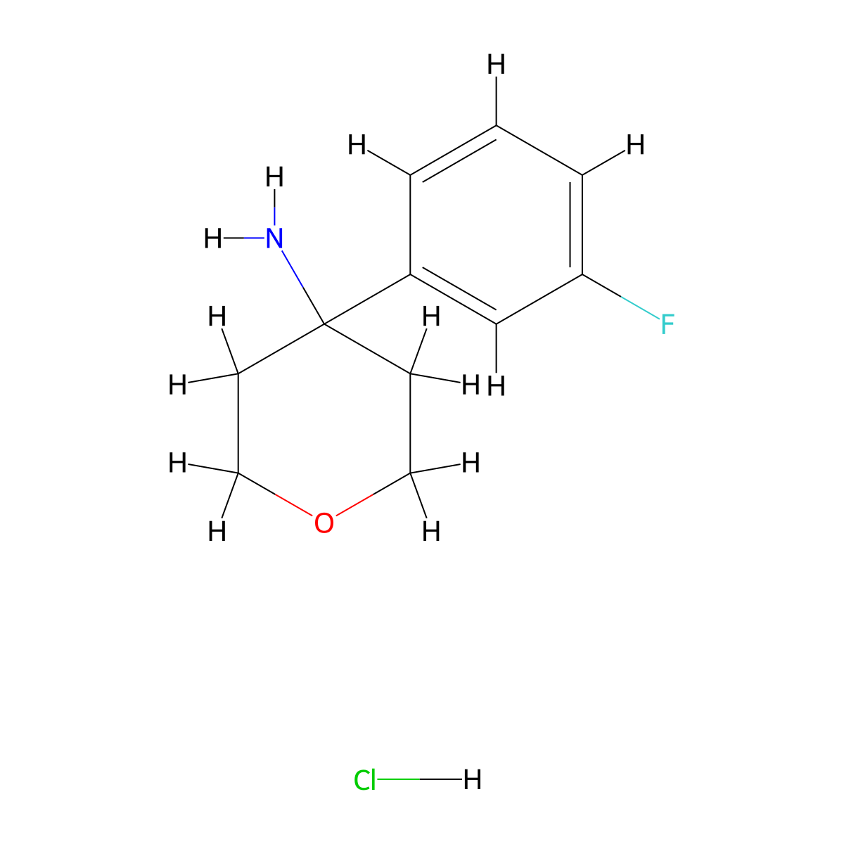 4-(3-Fluorophenyl)oxan-4-amine hydrochloride molecular structure, CAS 1245643-55-3