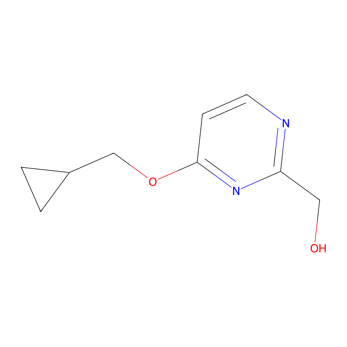 (4-(Cyclopropylmethoxy)pyrimidin-2-yl)methanol molecular structure, CAS 1245643-78-0