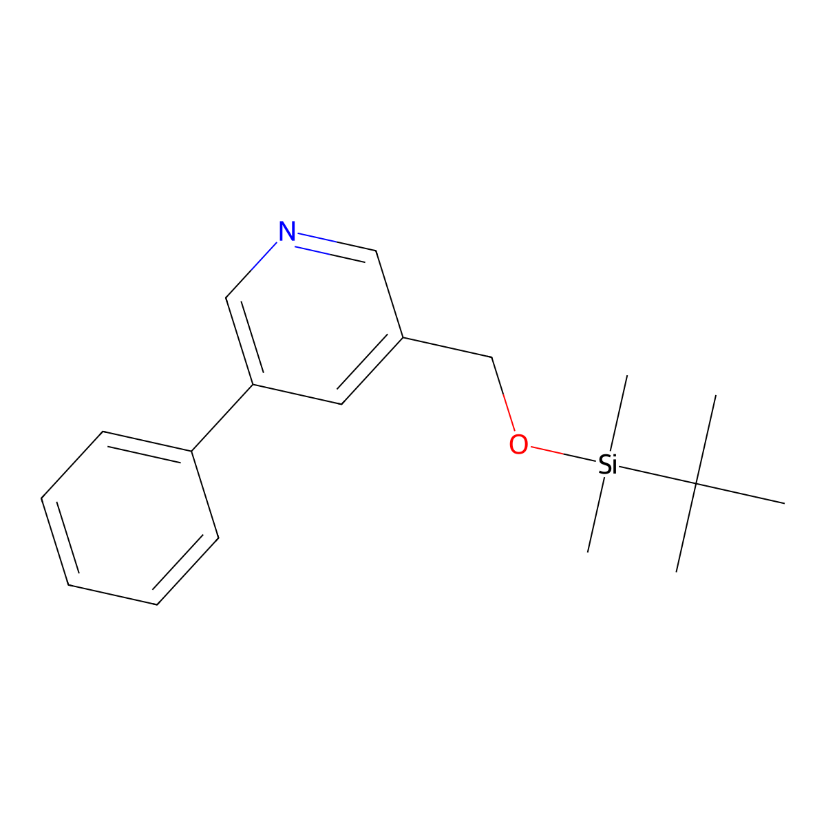 3-(((tert-Butyldimethylsilyl)oxy)methyl)-5-phenylpyridine molecular structure, CAS 1245643-90-6