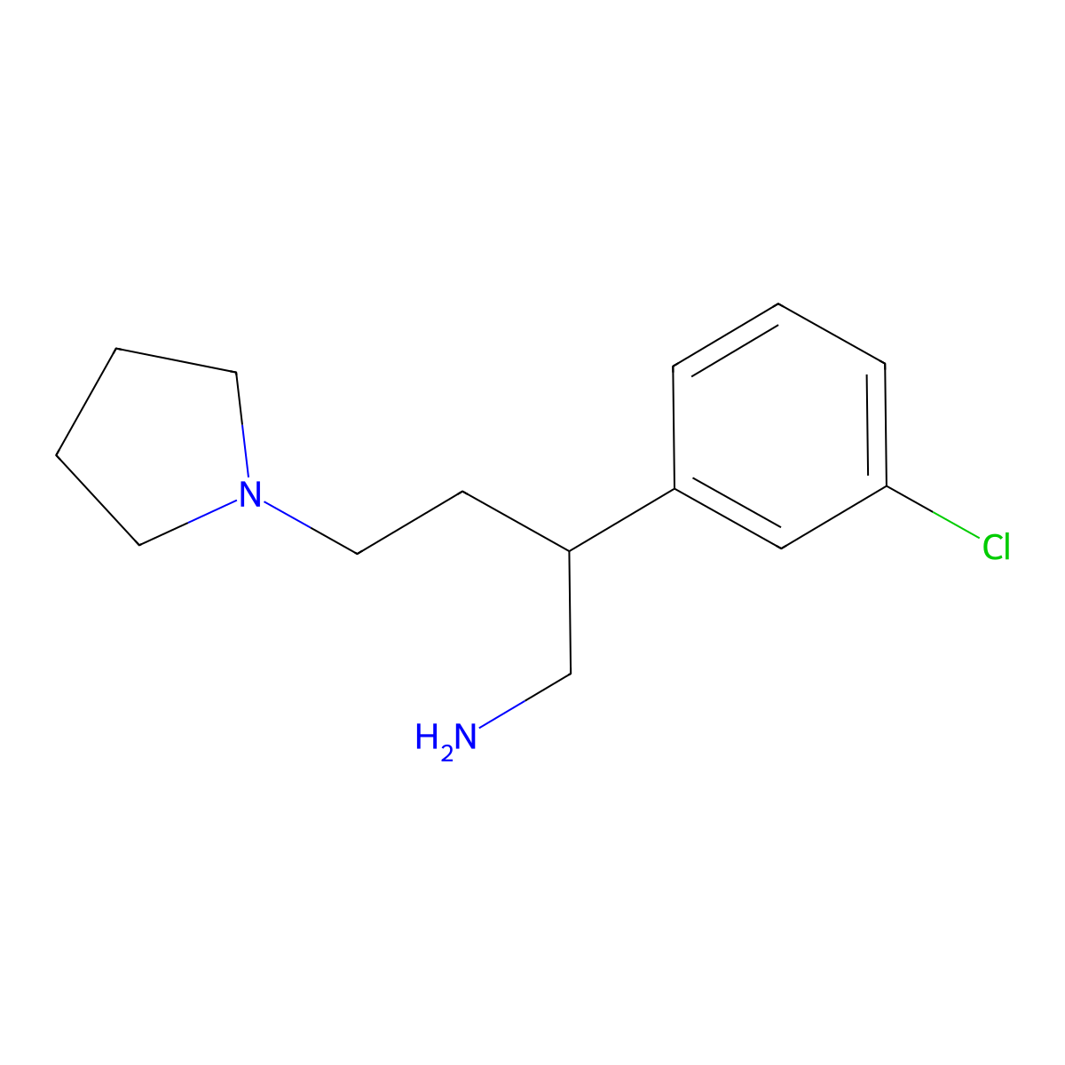2-(3-Chlorophenyl)-4-(pyrrolidin-1-yl)butan-1-amine molecular structure, CAS 1245643-92-8