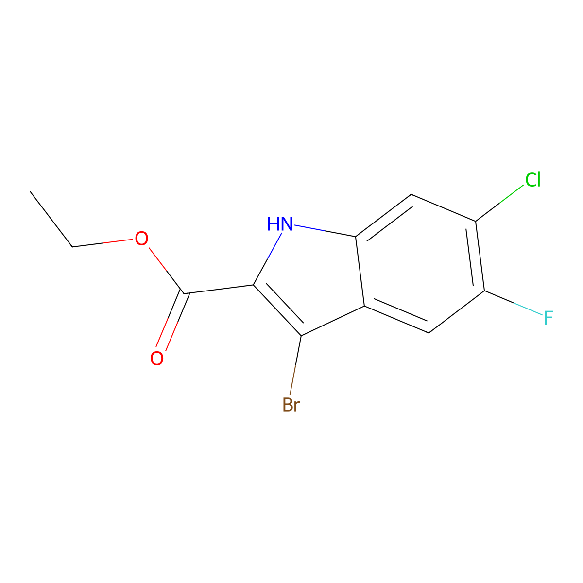 ethyl 3-bromo-6-chloro-5-fluoro-1H-indole-2-carboxylate molecular structure, CAS 1245644-30-7