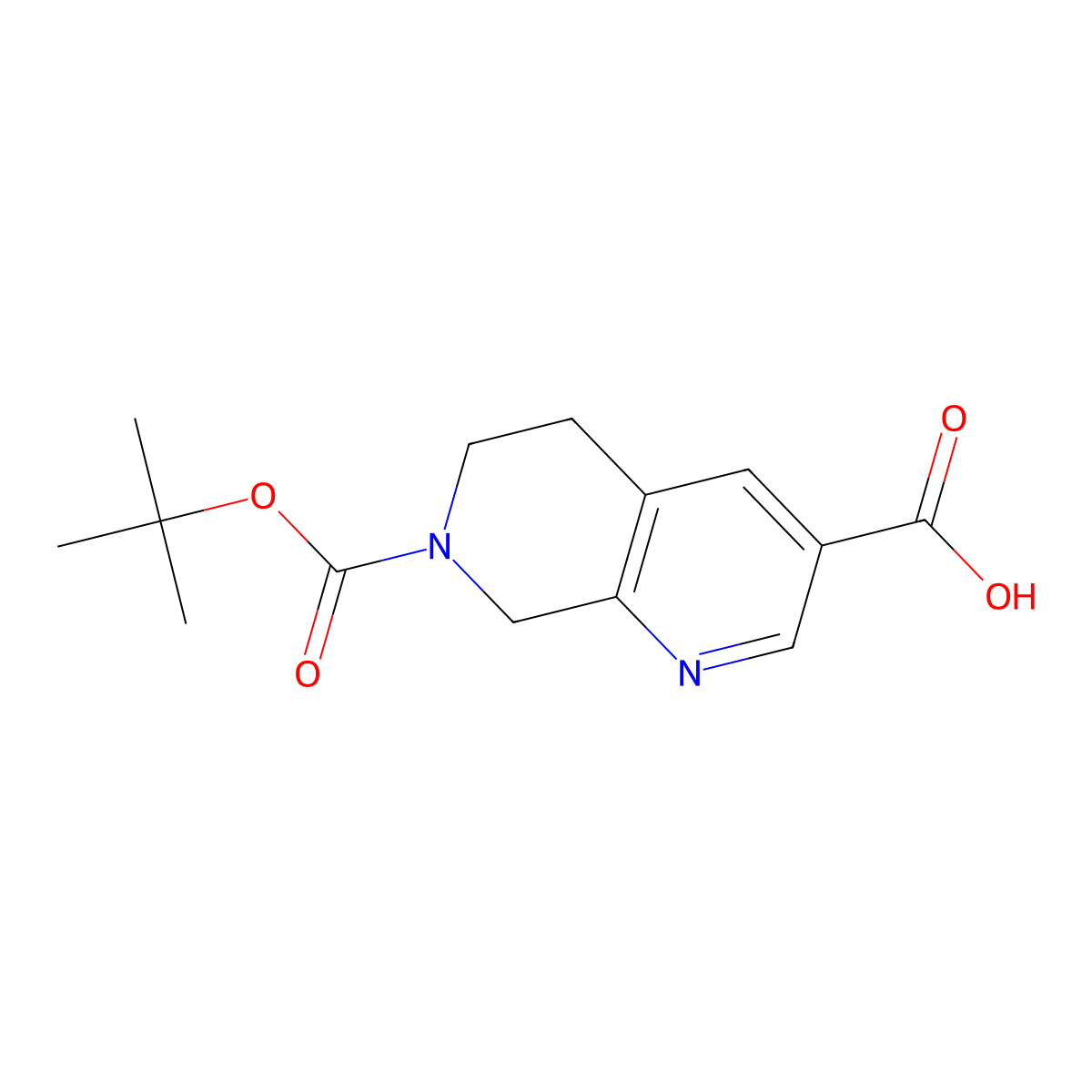 7-((Tert-butoxy)carbonyl)-5,6,7,8-tetrahydro-1,7-naphthyridine-3-carboxylic acid molecular structure, CAS 1245645-20-8