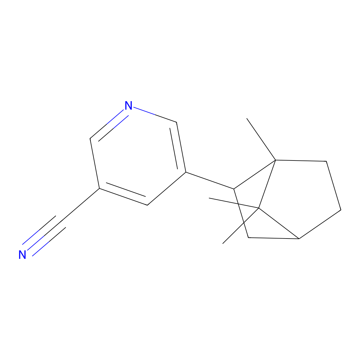 5-(1,7,7-Trimethylbicyclo[2.2.1]heptan-2-yl)nicotinonitrile molecular structure, CAS 1245645-28-6