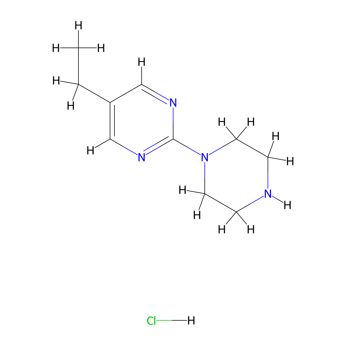 5-Ethyl-2-(piperazin-1-yl)pyrimidine hydrochloride molecular structure, CAS 1245645-32-2