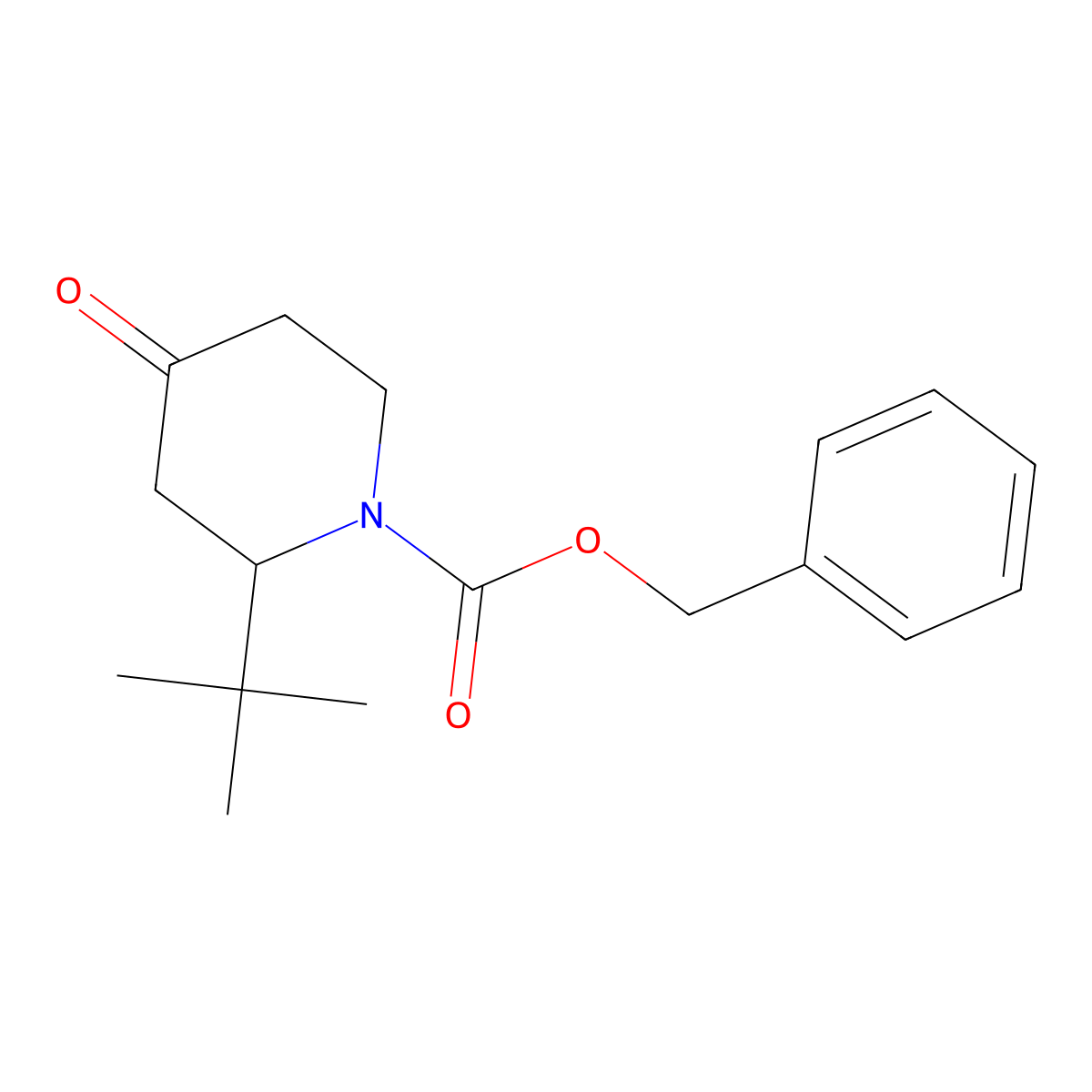 Benzyl 2-(tert-butyl)-4-oxopiperidine-1-carboxylate molecular structure, CAS 1245645-34-4