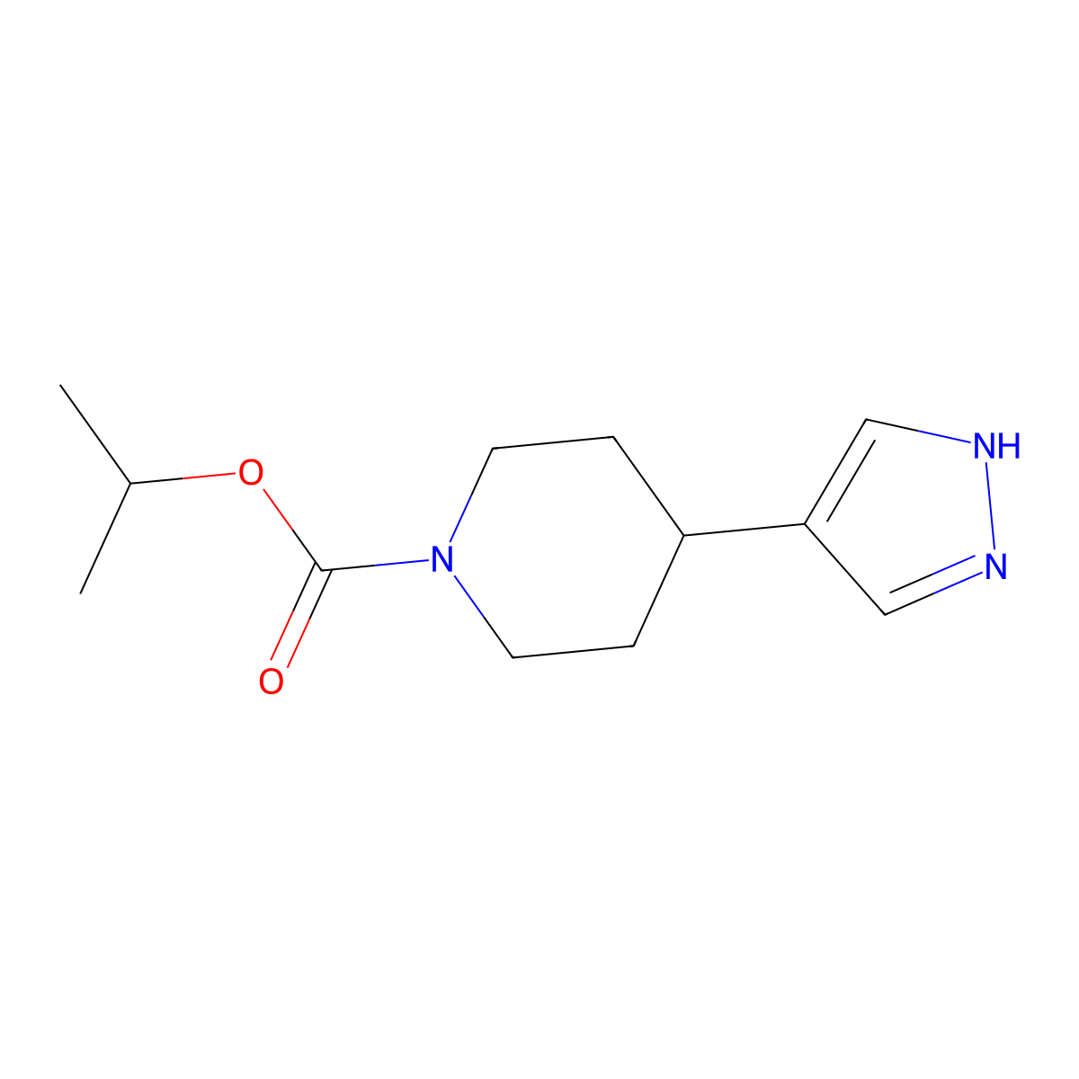 Isopropyl 4-(1H-pyrazol-4-yl)piperidine-1-carboxylate molecular structure, CAS 1245645-53-7