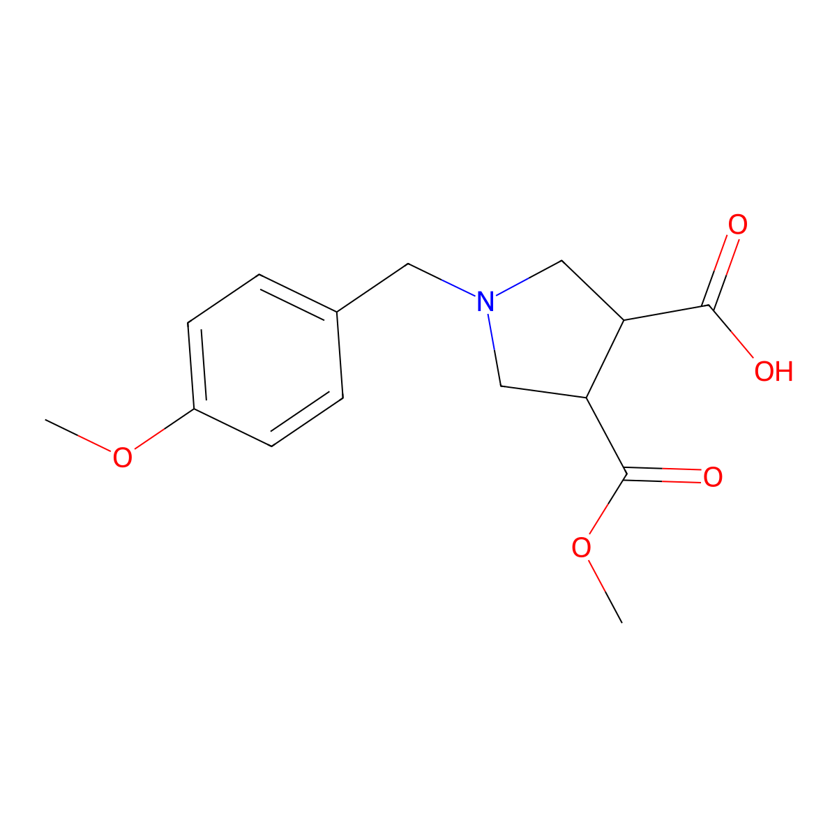 (3R,4S)-1-(4-methoxybenzyl)-4-(methoxycarbonyl)pyrrolidine-3-carboxylic acid molecular structure, CAS 1245645-92-4