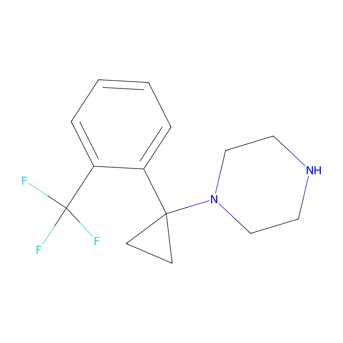 1-(1-(2-(Trifluoromethyl)phenyl)cyclopropyl)piperazine molecular structure, CAS 1245646-33-6