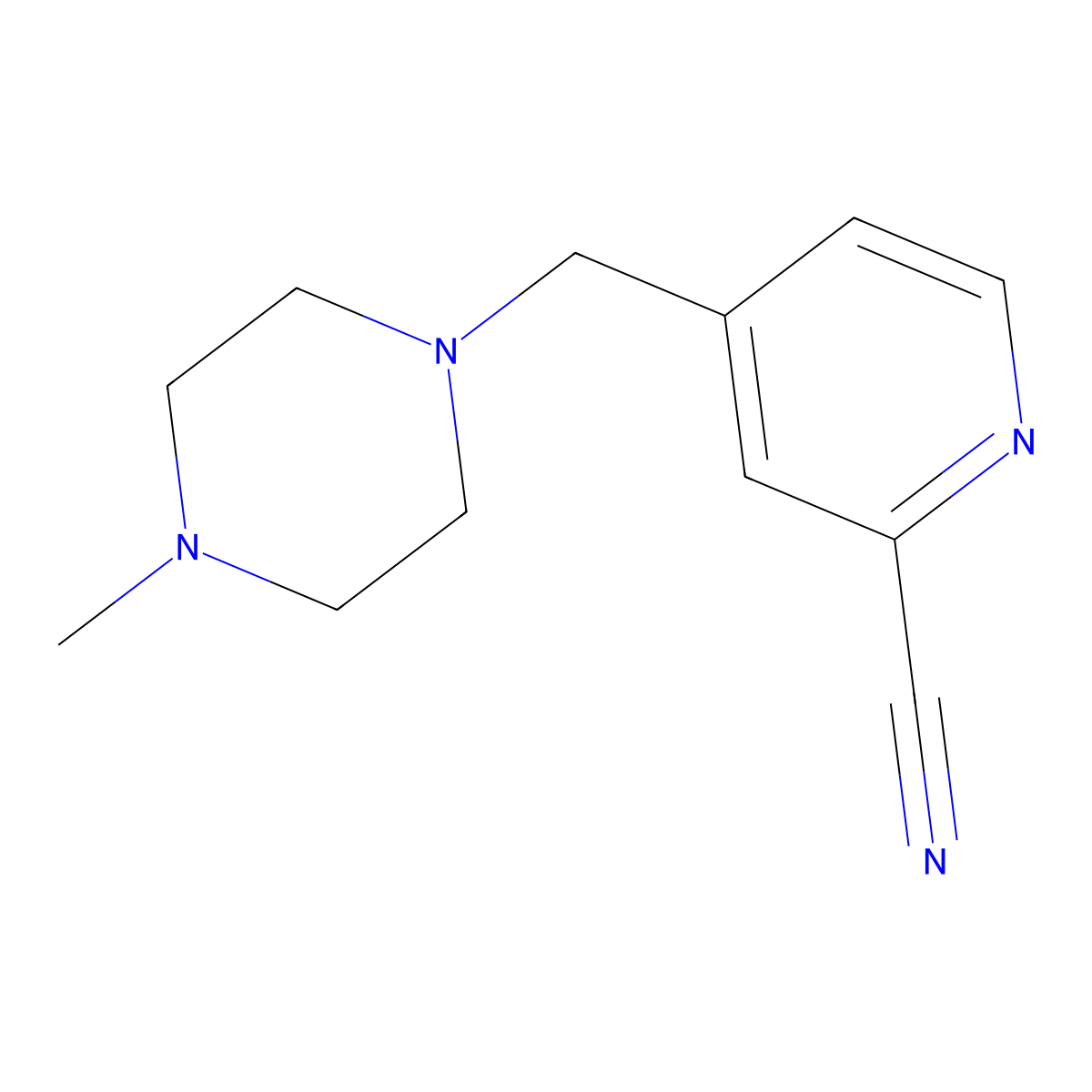 4-((4-Methylpiperazin-1-yl)methyl)picolinonitrile molecular structure, CAS 1245646-64-3