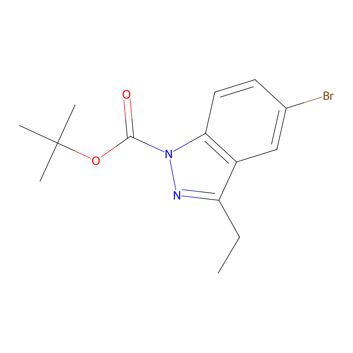 tert-butyl 5-bromo-3-ethyl-1H-indazole-1-carboxylate molecular structure, CAS 1245646-78-9
