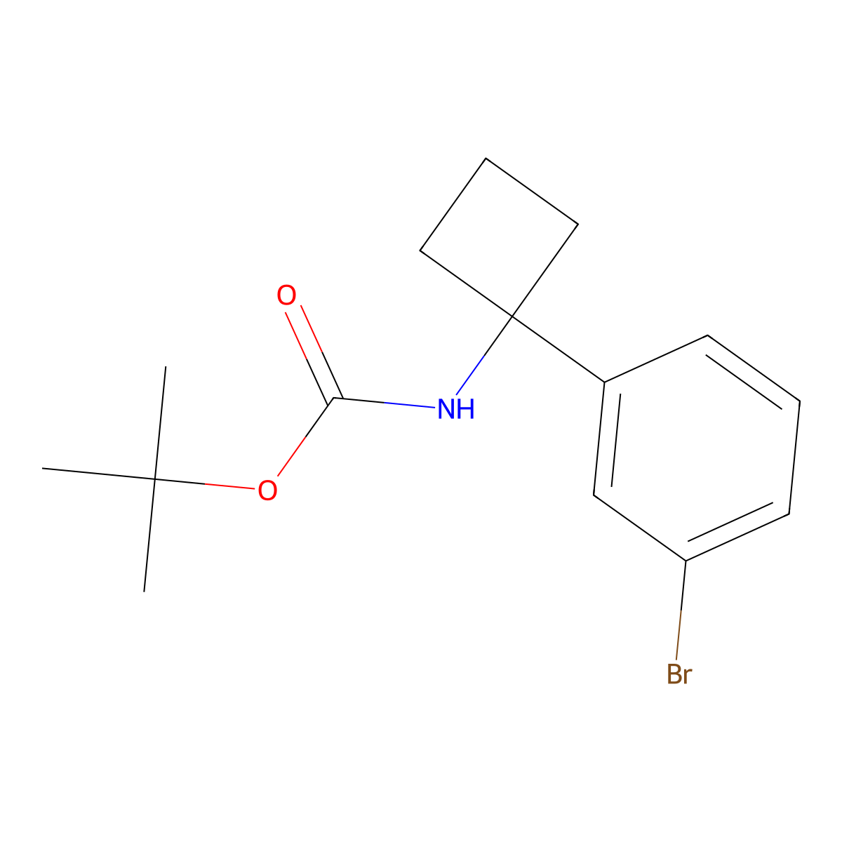 tert-Butyl N-[1-(3-bromophenyl)cyclobutyl]carbamate molecular structure, CAS 1245647-81-7