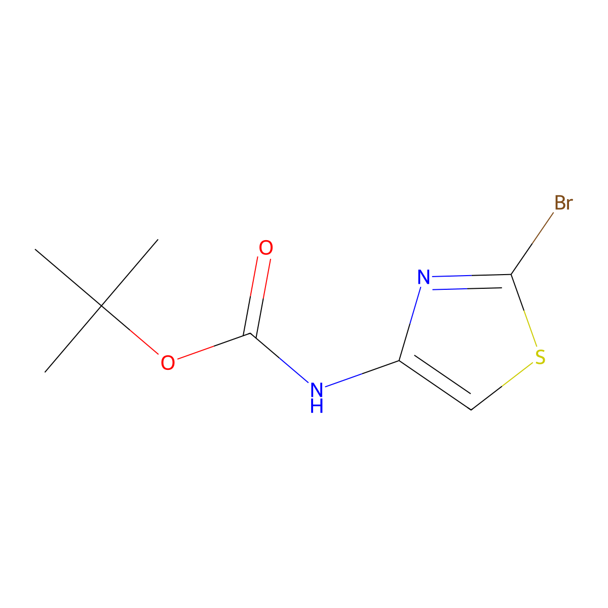 tert-butyl N-(2-bromo-1,3-thiazol-4-yl)carbamate molecular structure, CAS 1245647-95-3