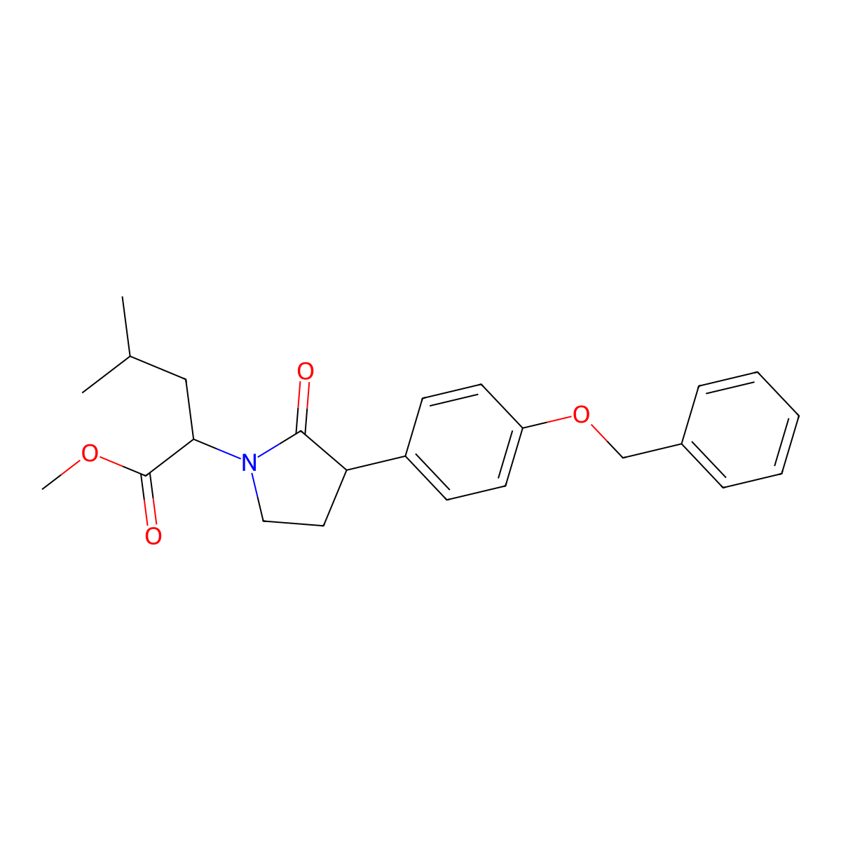 (S)-methyl 2-((S)-3-(4-(benzyloxy)phenyl)-2-oxopyrrolidin-1-yl)-4-methylpentanoate molecular structure, CAS 1245648-12-7