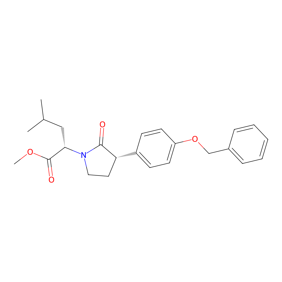 (S)-methyl 2-((S)-3-(4-(benzyloxy)phenyl)-2-oxopyrrolidin-1-yl)-4-methylpentanoate molecular structure, CAS 1245648-12-7