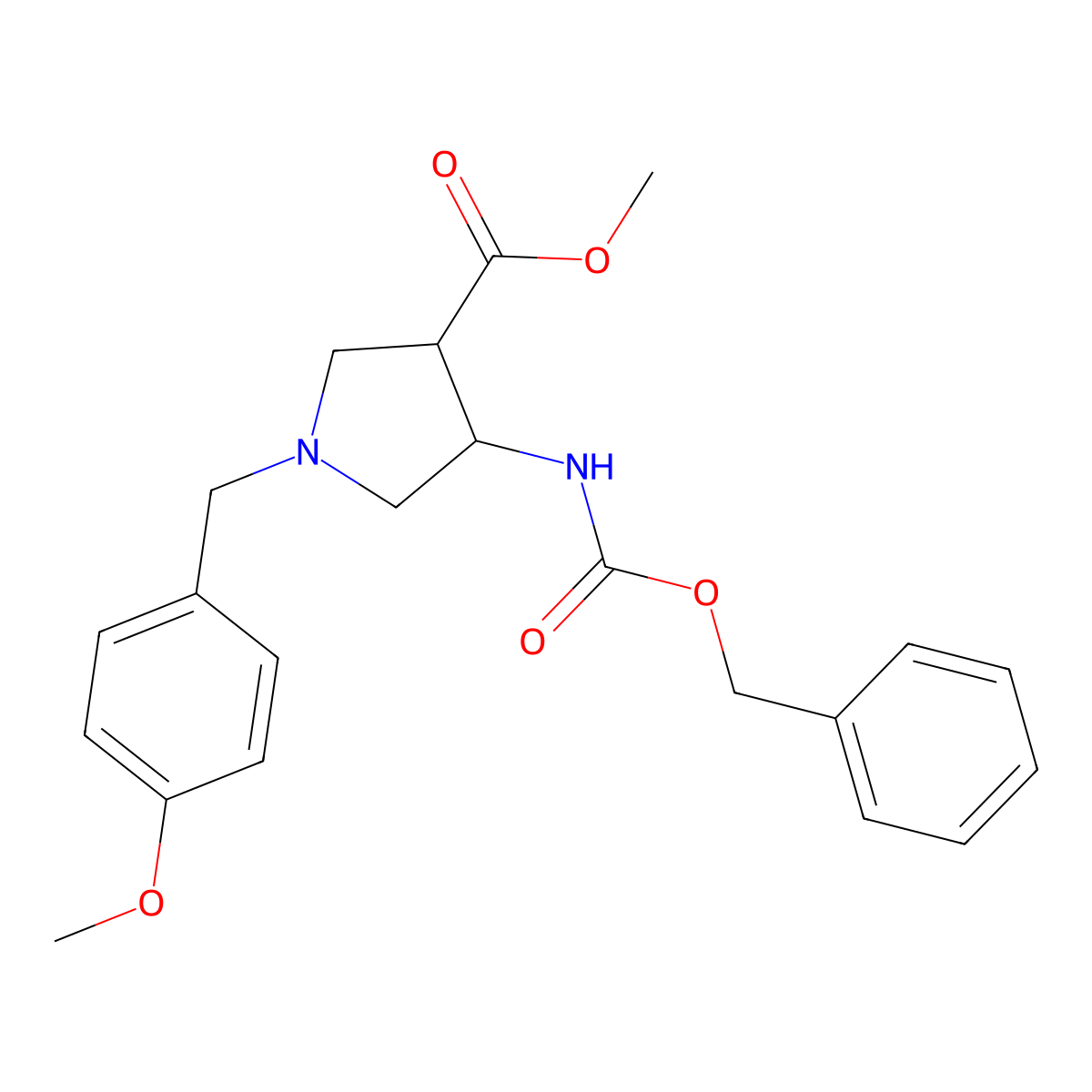 (3R,4R)-Methyl 4-(((benzyloxy)carbonyl)amino)-1-(4-methoxybenzyl)pyrrolidine-3-carboxylate molecular structure, CAS 1245648-14-9