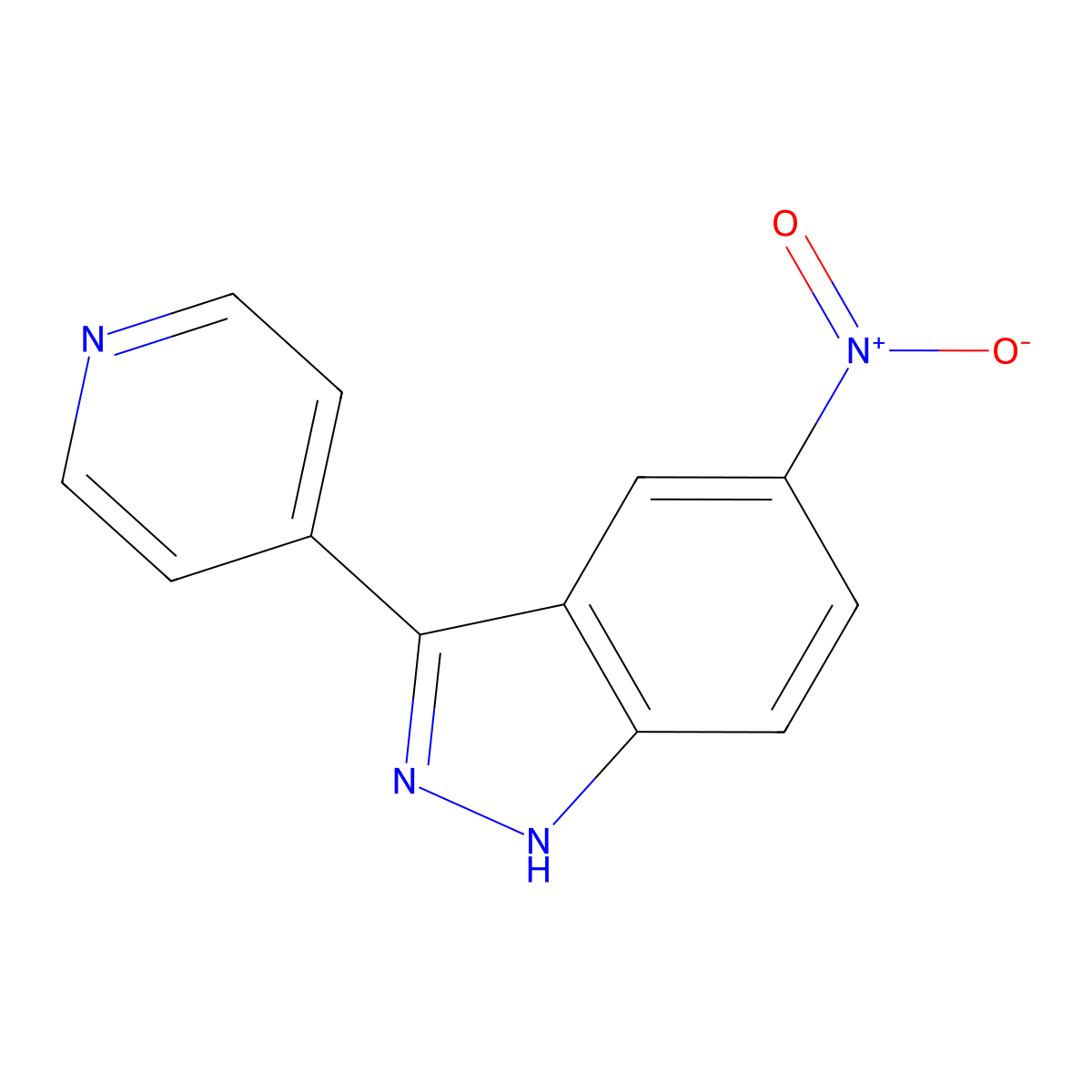 5-nitro-3-(pyridin-4-yl)-1H-indazole molecular structure, CAS 1245648-33-2