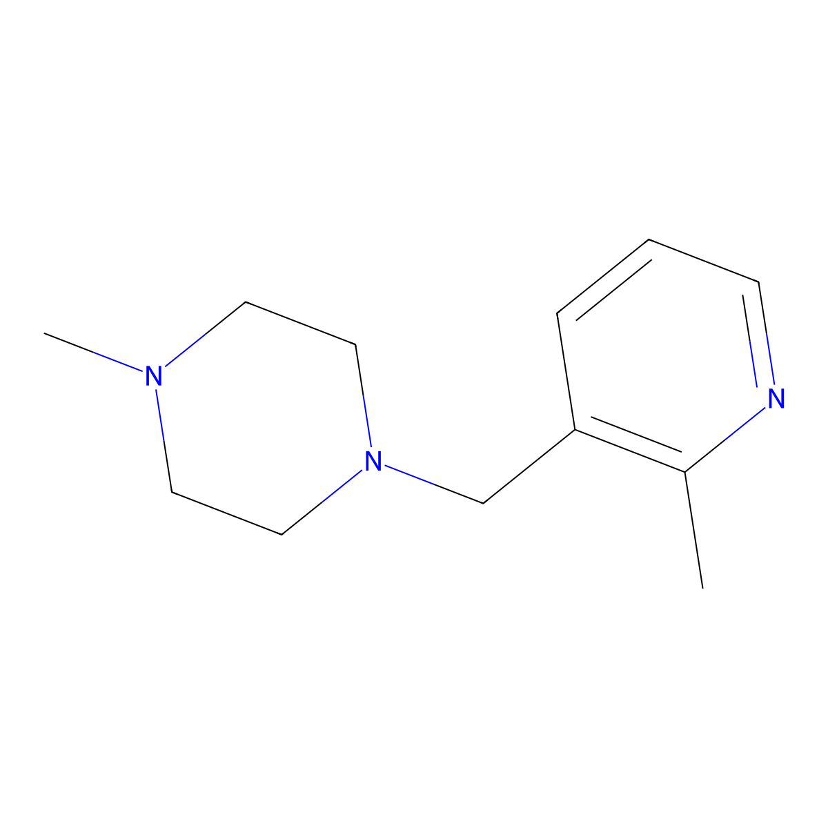 1-Methyl-4-((2-methylpyridin-3-yl)methyl)piperazine molecular structure, CAS 1245648-35-4