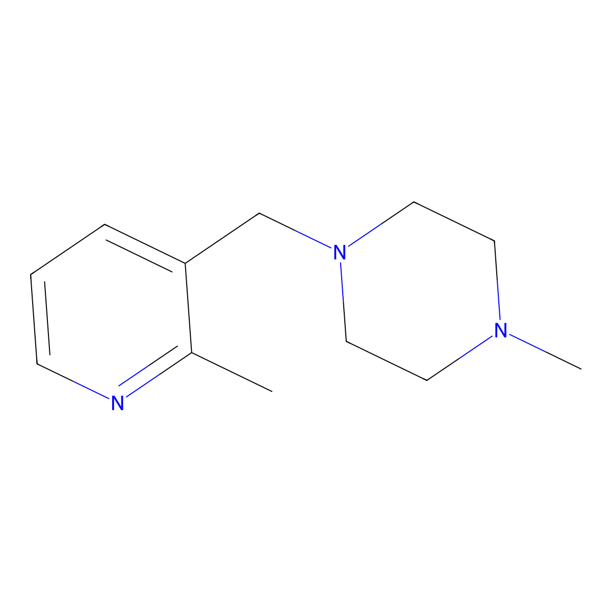 1-Methyl-4-((2-methylpyridin-3-yl)methyl)piperazine molecular structure, CAS 1245648-35-4