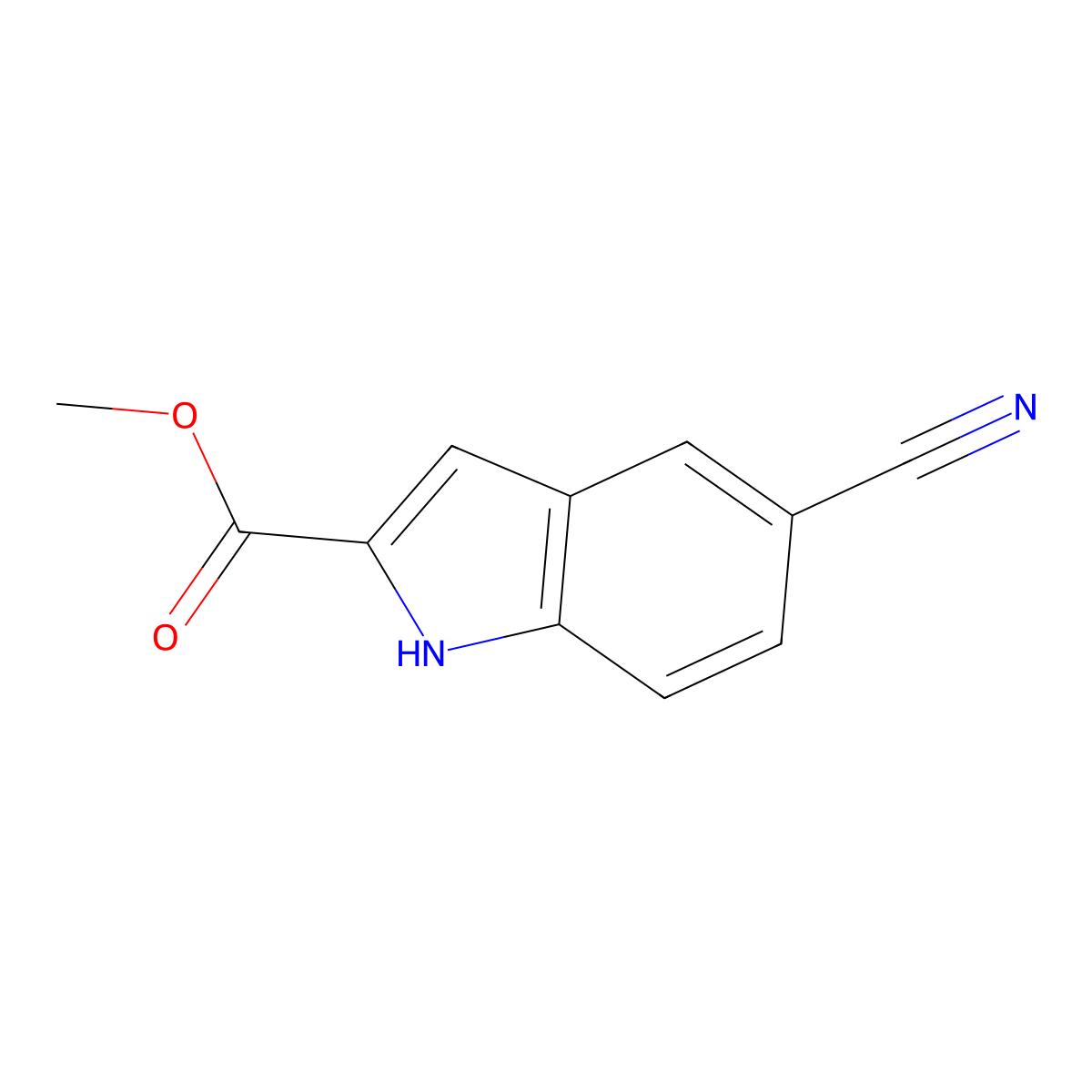 methyl 5-cyano-1H-indole-2-carboxylate molecular structure, CAS 1245648-71-8