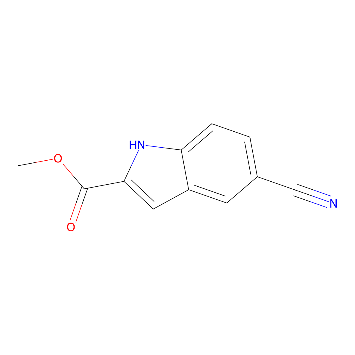 methyl 5-cyano-1H-indole-2-carboxylate molecular structure, CAS 1245648-71-8