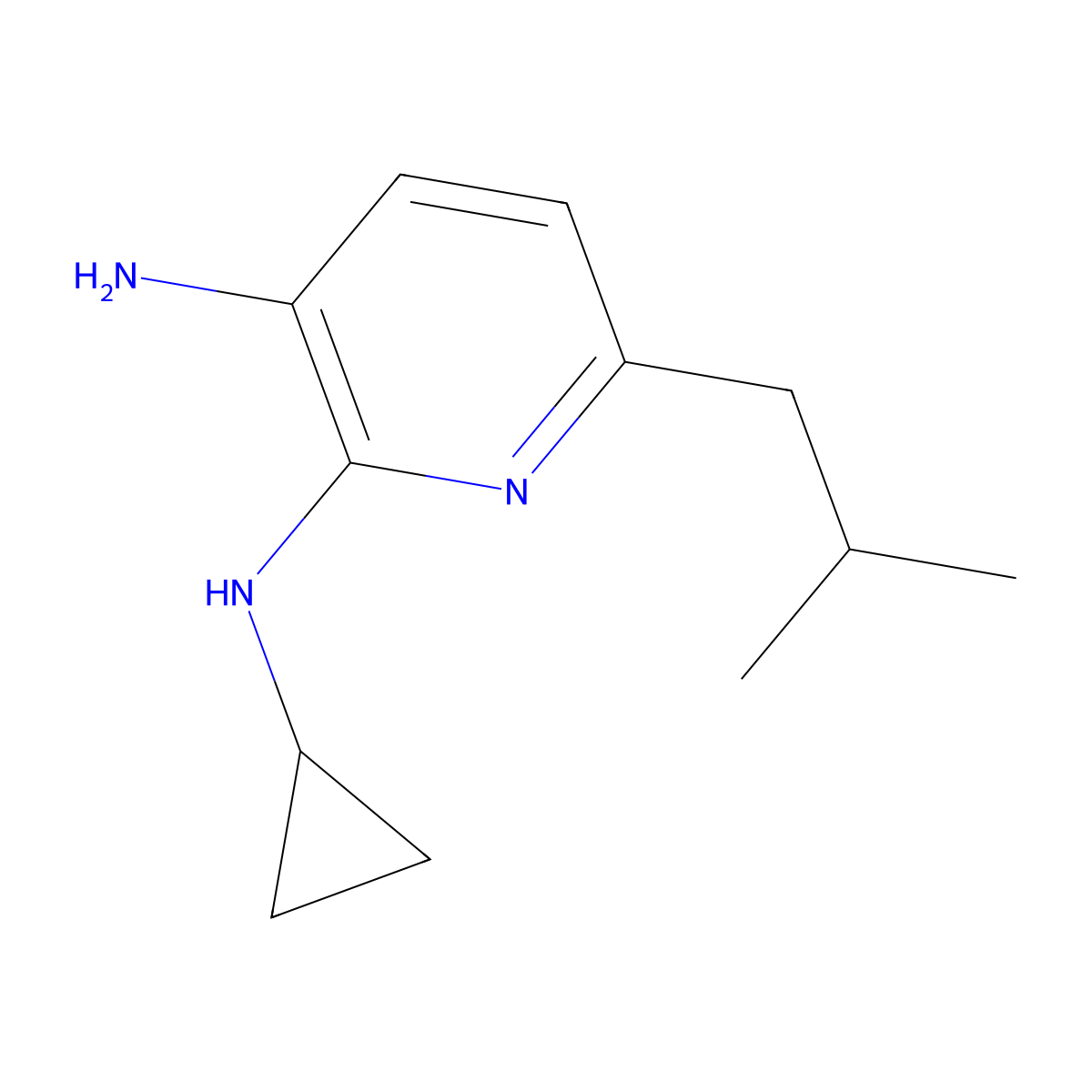 N2-cyclopropyl-6-isobutylpyridine-2,3-diamine molecular structure, CAS 1245648-77-4