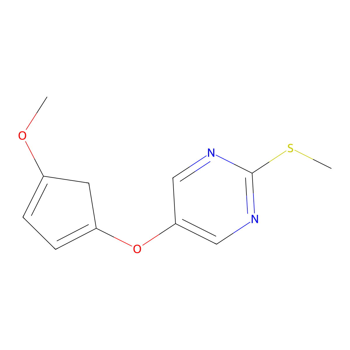 5-((4-Methoxycyclopenta-1,3-dien-1-yl)oxy)-2-(methylthio)pyrimidine molecular structure, CAS 1245648-98-9