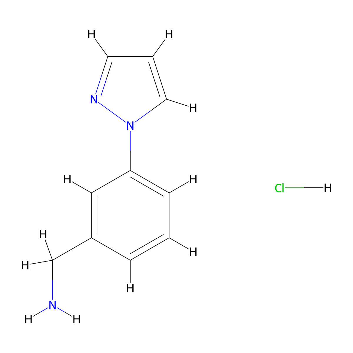 (3-(1H-Pyrazol-1-yl)phenyl)methanamine hydrochloride molecular structure, CAS 1245649-13-1