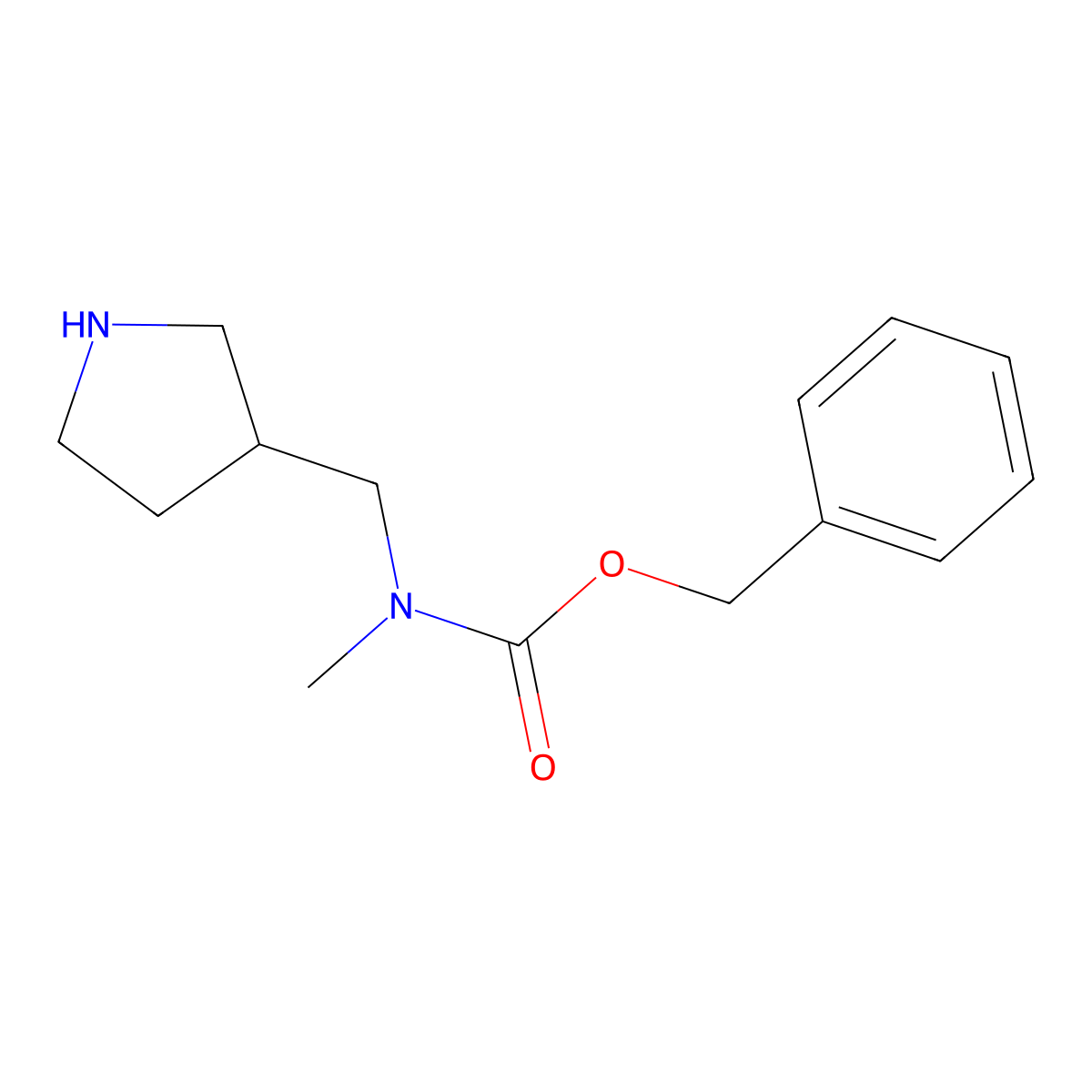 Benzyl methyl(pyrrolidin-3-ylmethyl)carbamate molecular structure, CAS 1245649-33-5