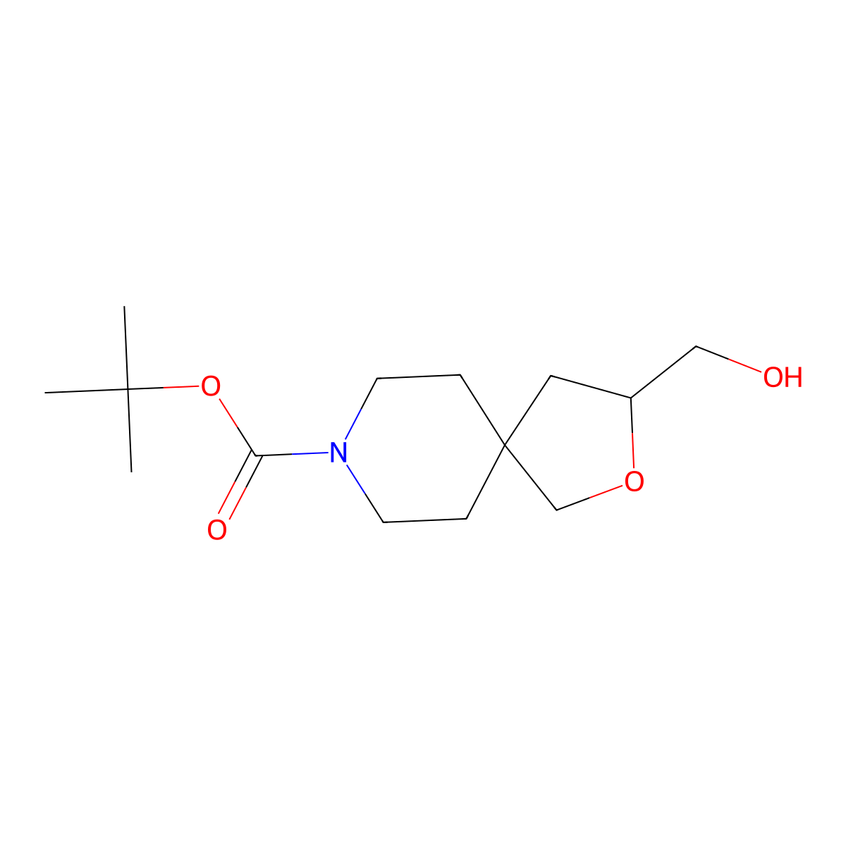 Tert-butyl 3-(hydroxymethyl)-2-oxa-8-azaspiro[4.5]decane-8-carboxylate molecular structure, CAS 1245649-50-6