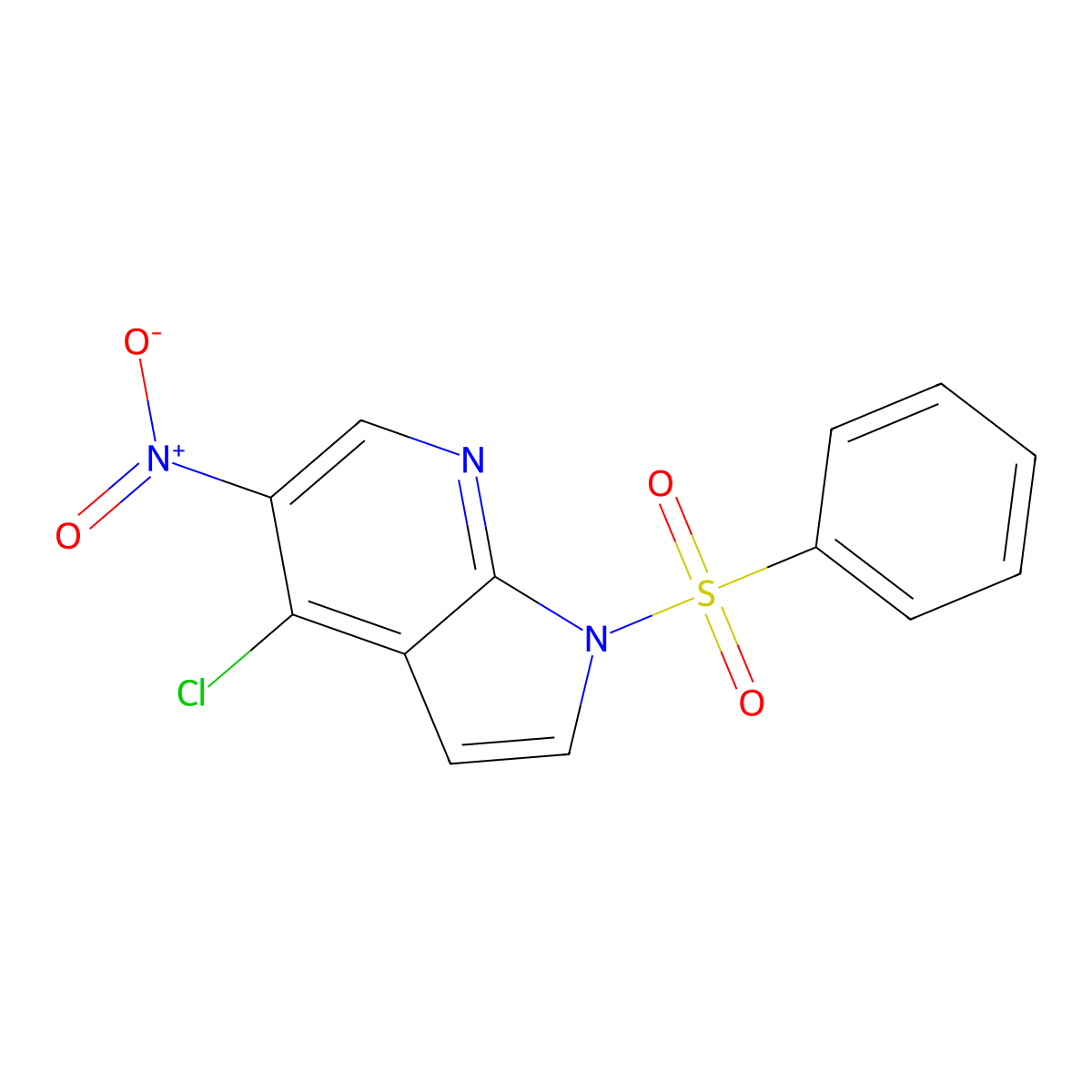 1-(benzenesulfonyl)-4-chloro-5-nitro-1H-pyrrolo(2,3-b)pyridine molecular structure, CAS 1245649-52-8